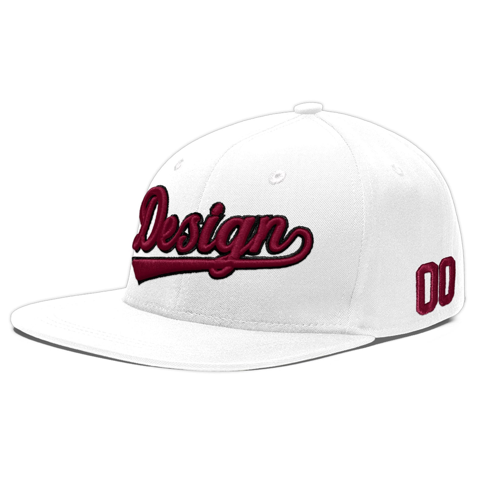 Custom White 3D Puff Embroidery Flat Embroidery Casual Sport Baseball Cap