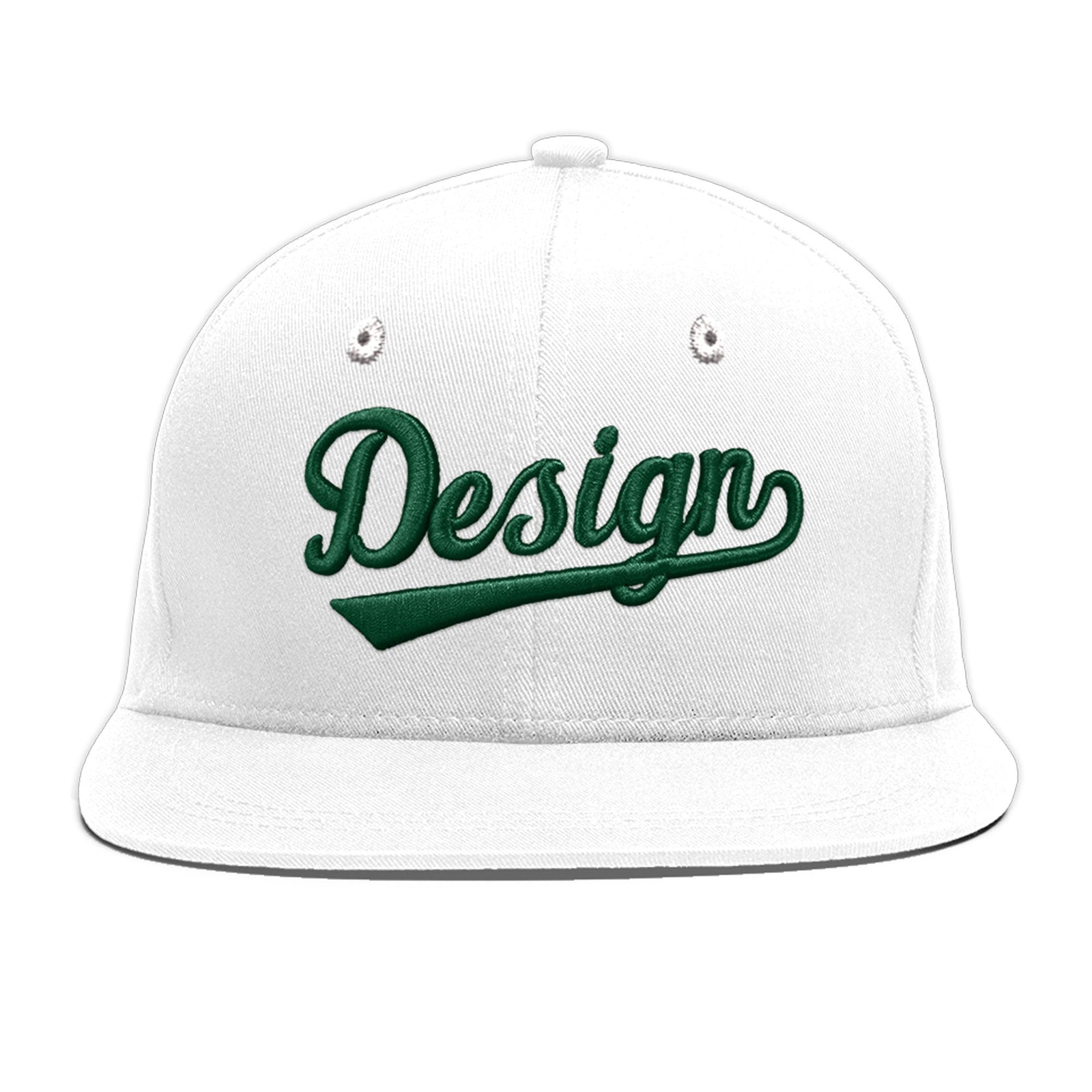 Custom White 3D Puff Embroidery Flat Embroidery Casual Sport Baseball Cap