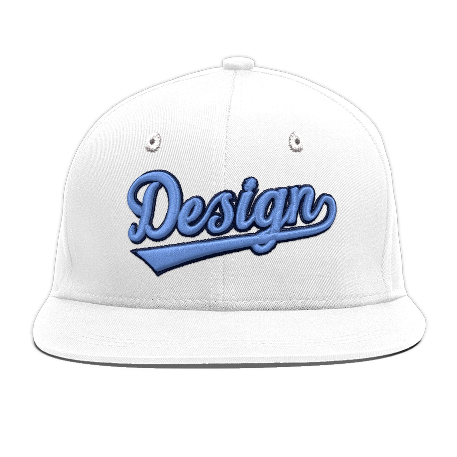 Custom White 3D Puff Embroidery Flat Embroidery Casual Sport Baseball Cap
