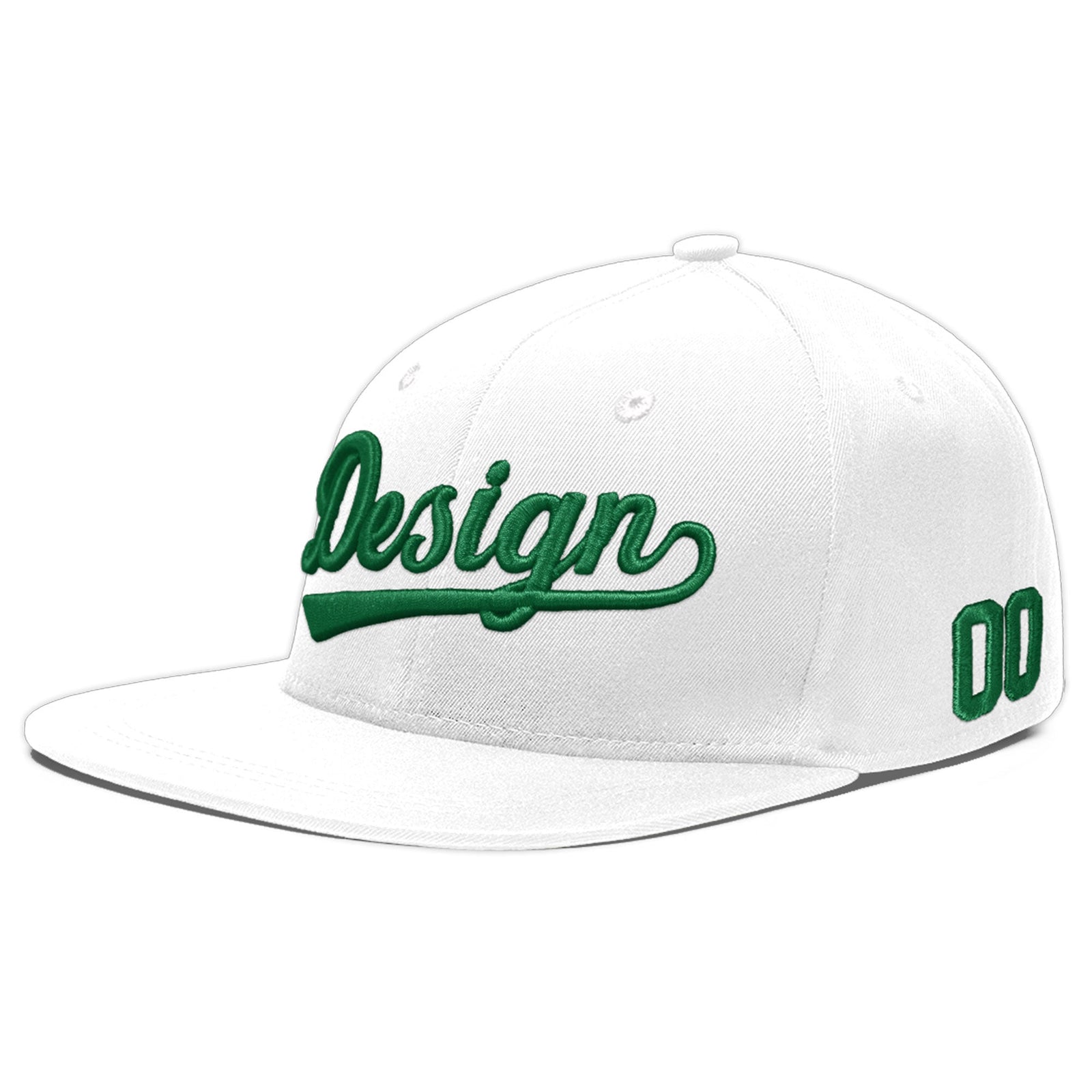 Custom White 3D Puff Embroidery Flat Embroidery Casual Sport Baseball Cap