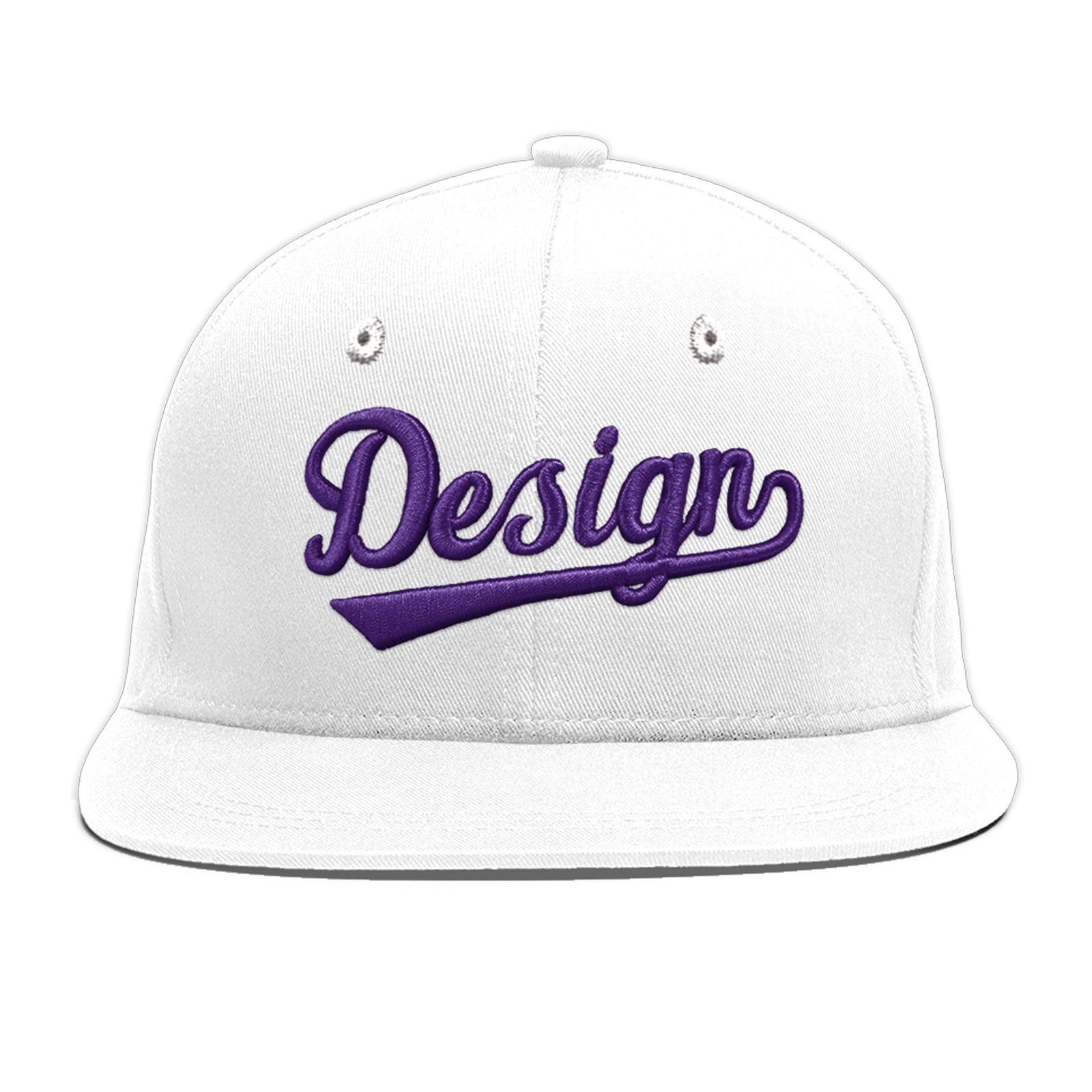 Custom White 3D Puff Embroidery Flat Embroidery Casual Sport Baseball Cap