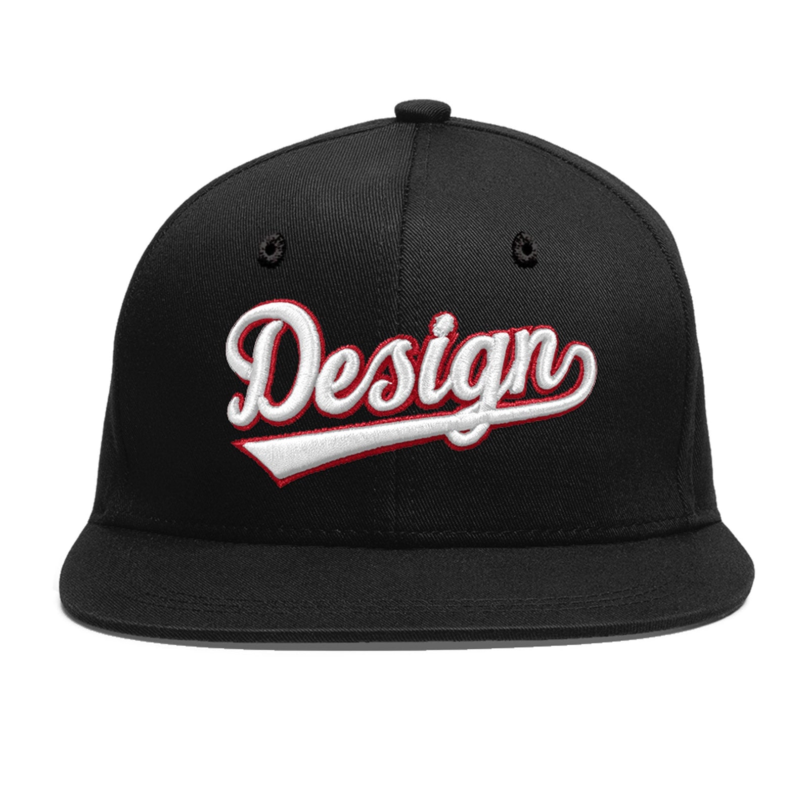 Custom Black 3D Puff Embroidery Flat Embroidery Casual Sport Baseball Cap