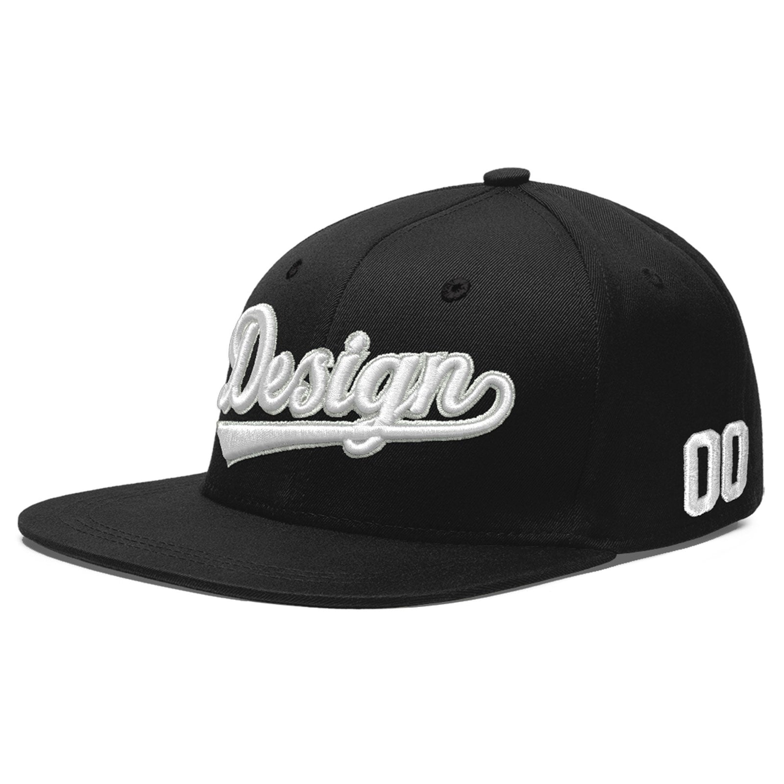 Custom Black 3D Puff Embroidery Flat Embroidery Casual Sport Baseball Cap