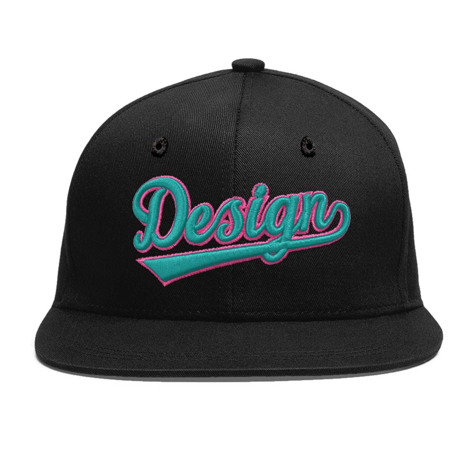 Custom Black 3D Puff Embroidery Flat Embroidery Casual Sport Baseball Cap