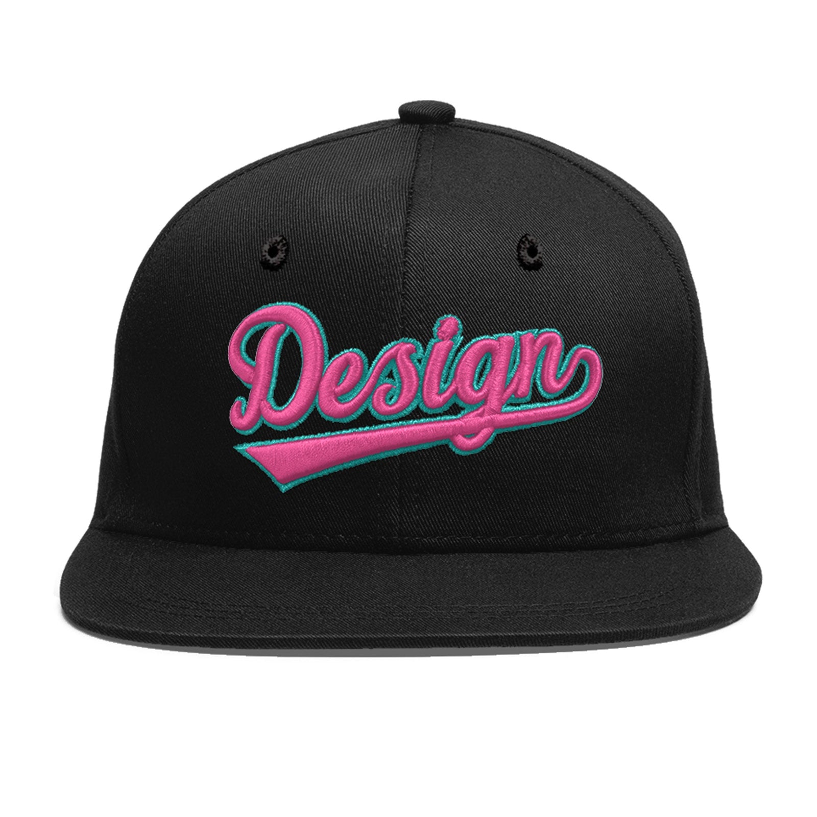 Custom Black 3D Puff Embroidery Flat Embroidery Casual Sport Baseball Cap