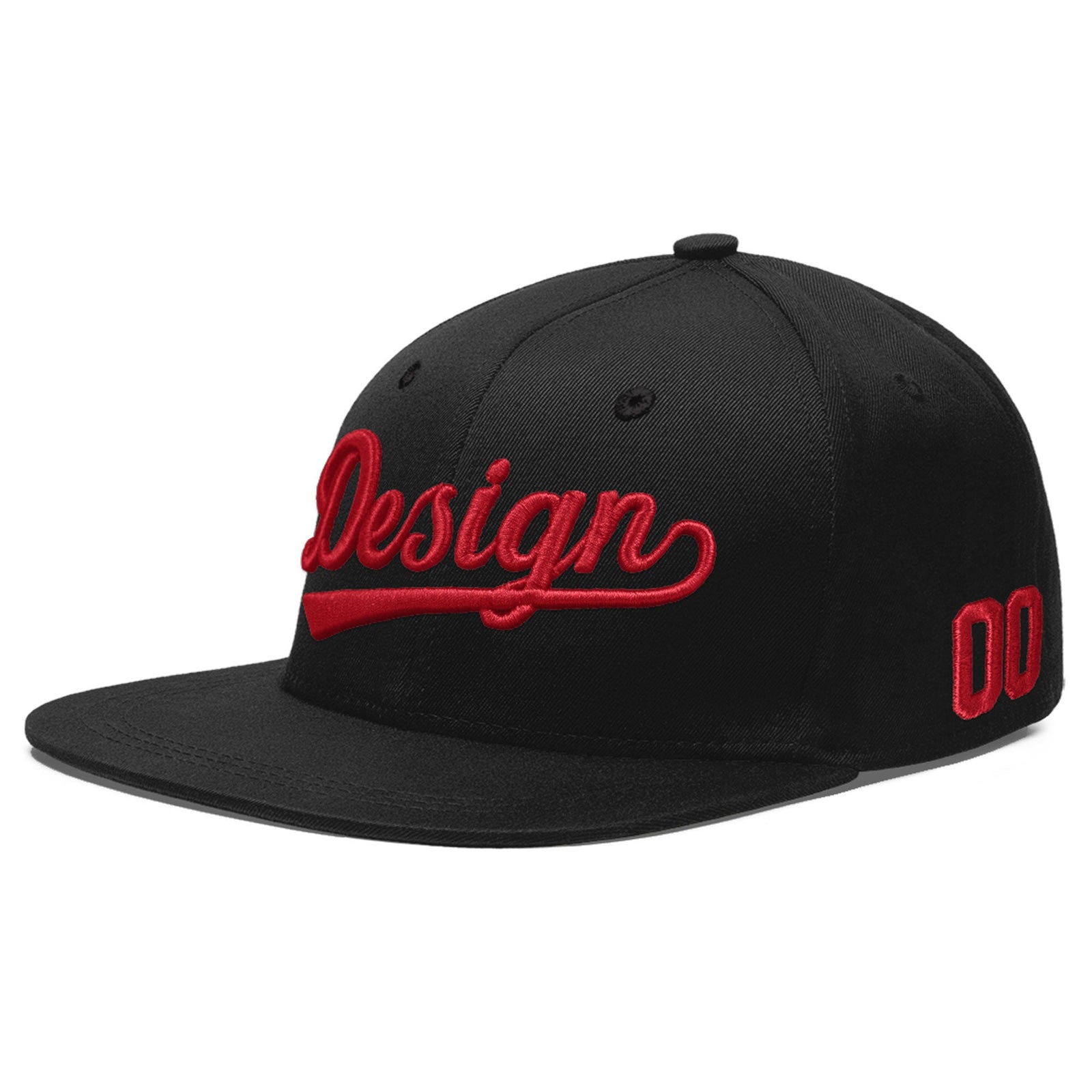Custom Black 3D Puff Embroidery Flat Embroidery Casual Sport Baseball Cap