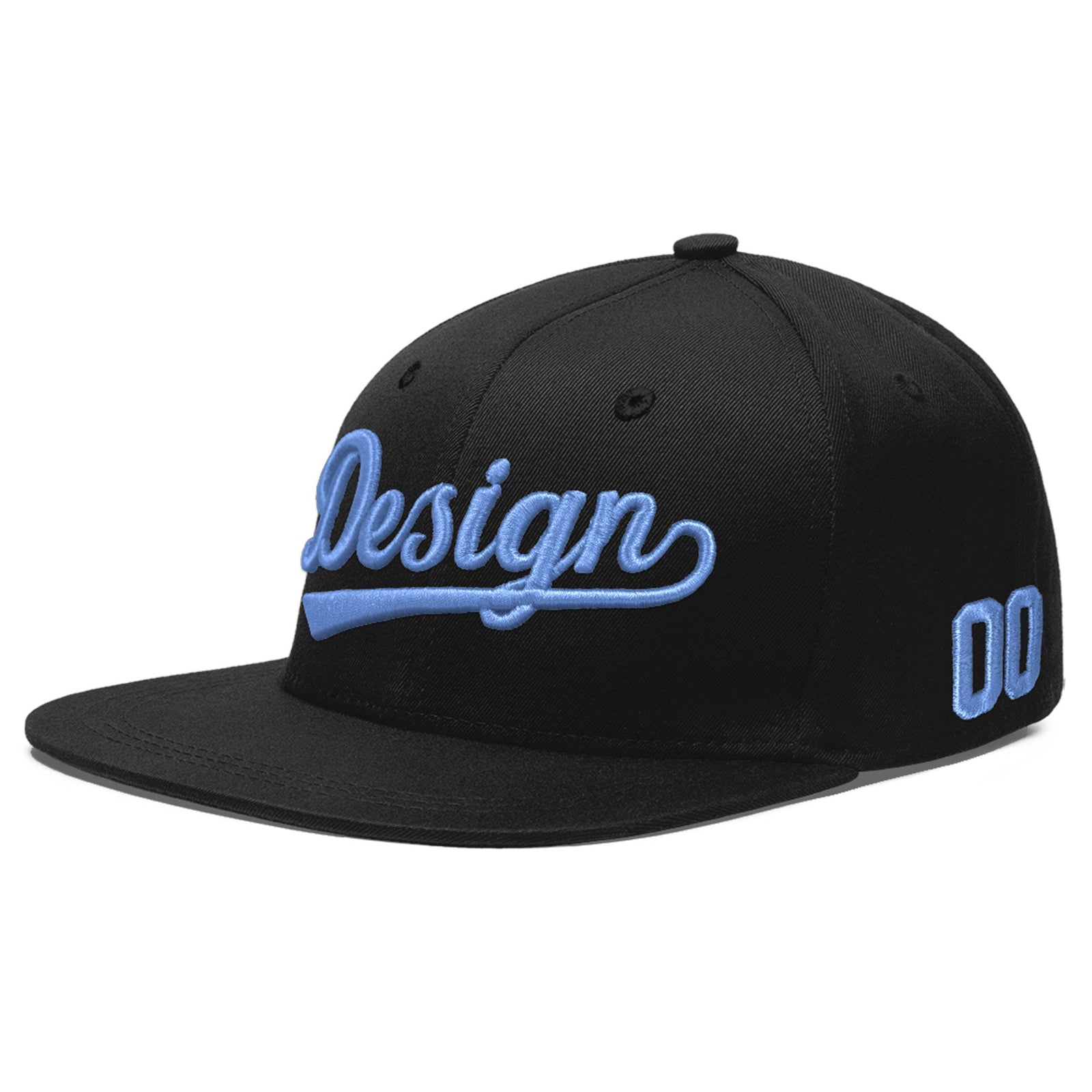 Custom Black 3D Puff Embroidery Flat Embroidery Casual Sport Baseball Cap