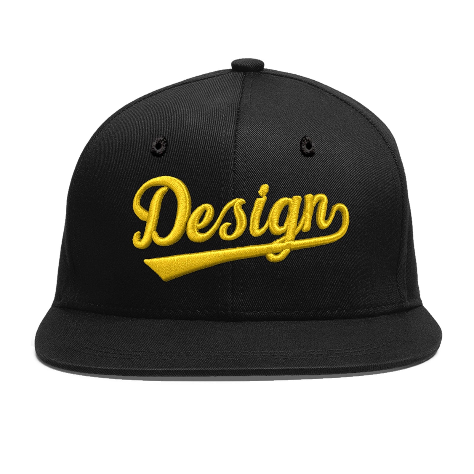 Custom Black 3D Puff Embroidery Flat Embroidery Casual Sport Baseball Cap