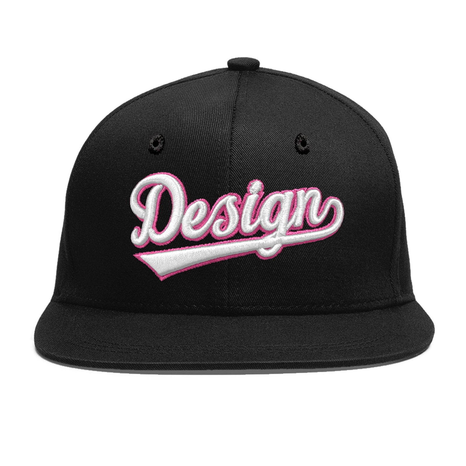 Custom Black 3D Puff Embroidery Flat Embroidery Casual Sport Baseball Cap