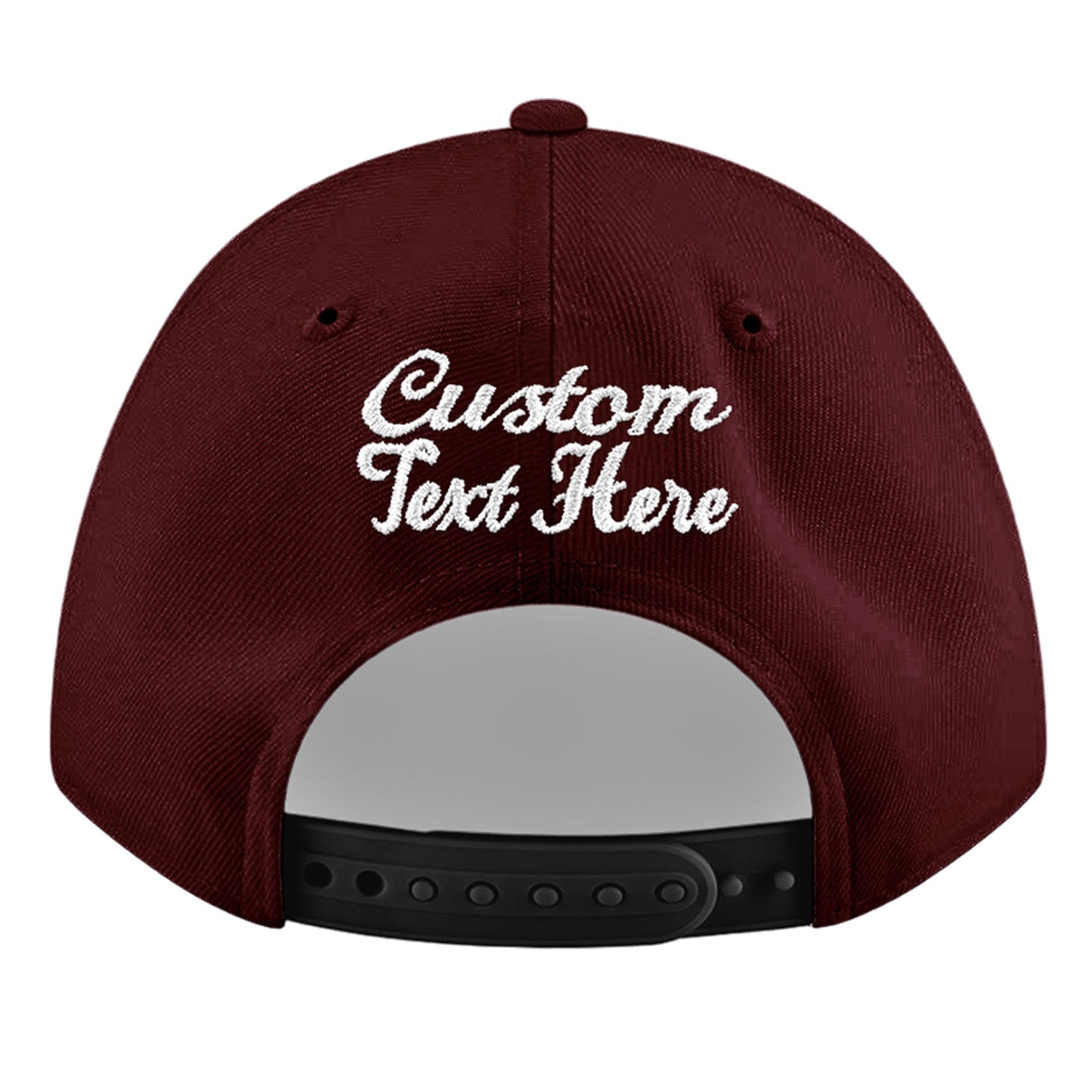 Custom Burgundy 3D Puff Embroidery Flat Embroidery Casual Sport Baseball Cap