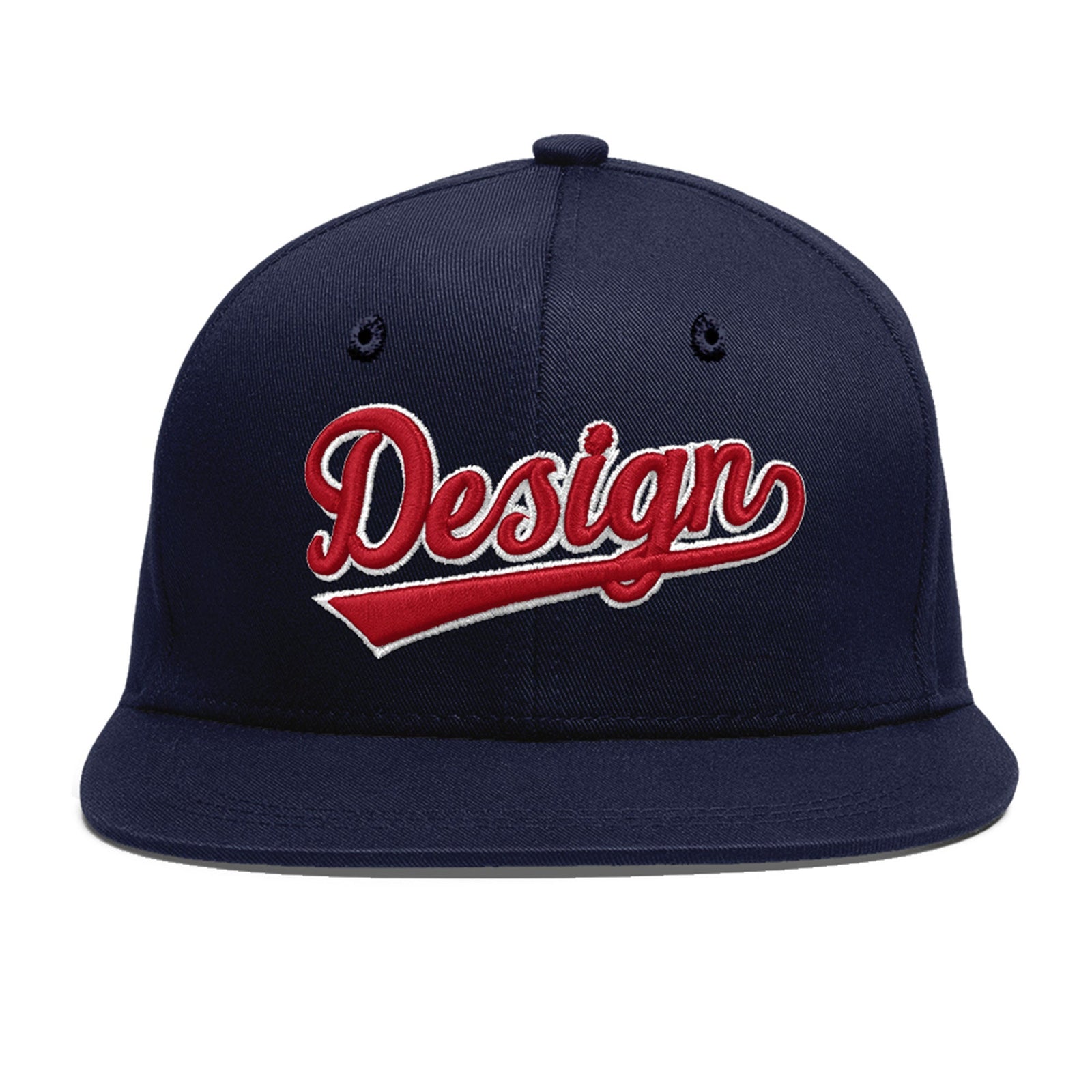 Custom Navy 3D Puff Embroidery Flat Embroidery Casual Sport Baseball Cap