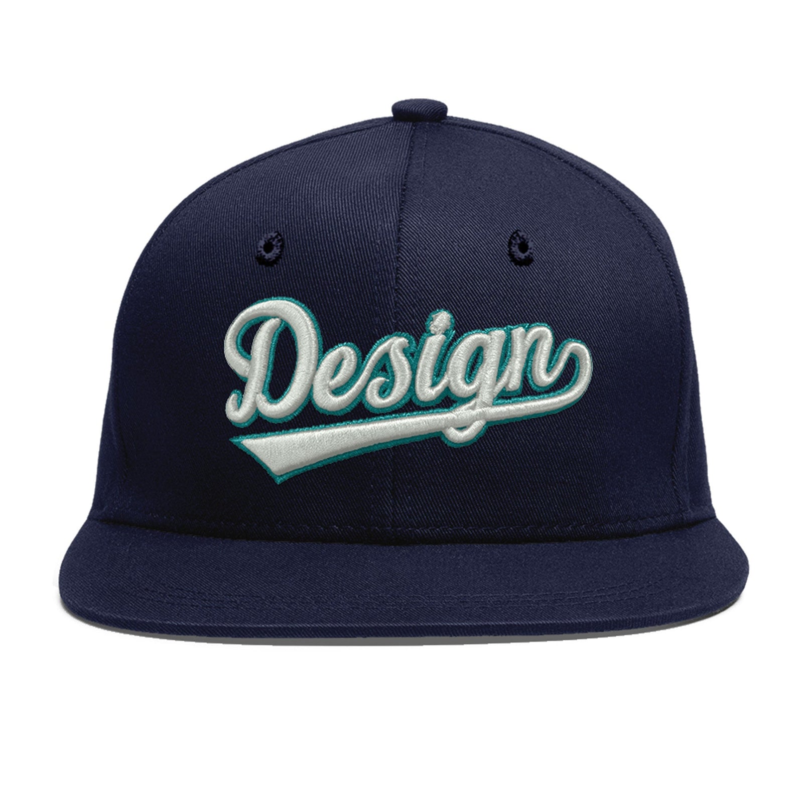 Custom Navy 3D Puff Embroidery Flat Embroidery Casual Sport Baseball Cap