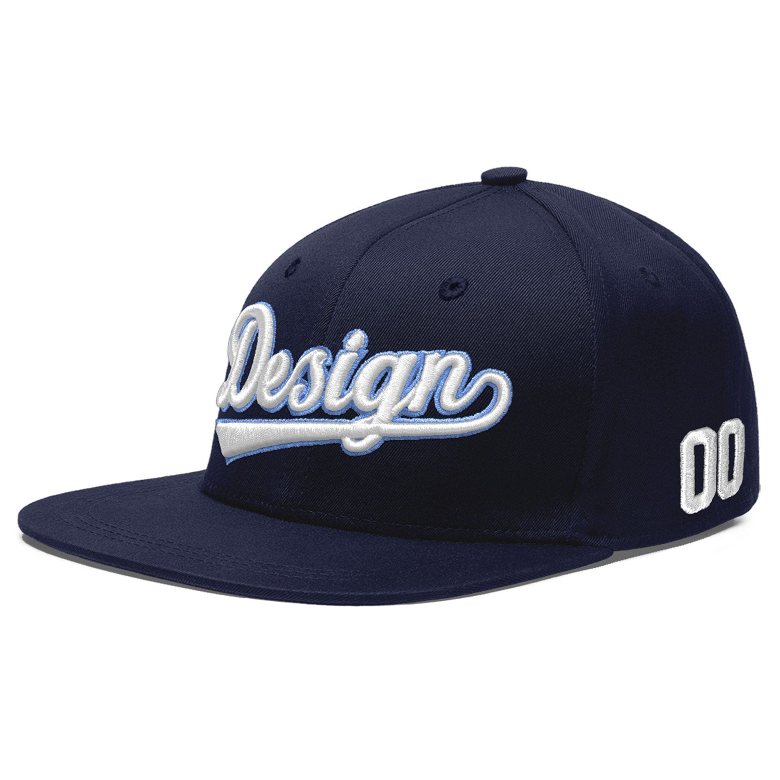 Custom Navy 3D Puff Embroidery Flat Embroidery Casual Sport Baseball Cap
