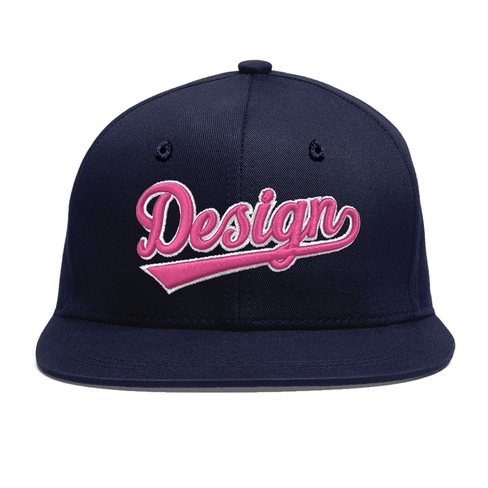 Custom Navy 3D Puff Embroidery Flat Embroidery Casual Sport Baseball Cap