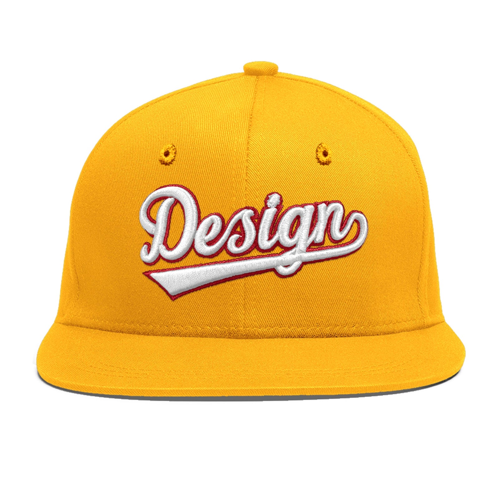 Custom Yellow 3D Puff Embroidery Flat Embroidery Casual Sport Baseball Cap