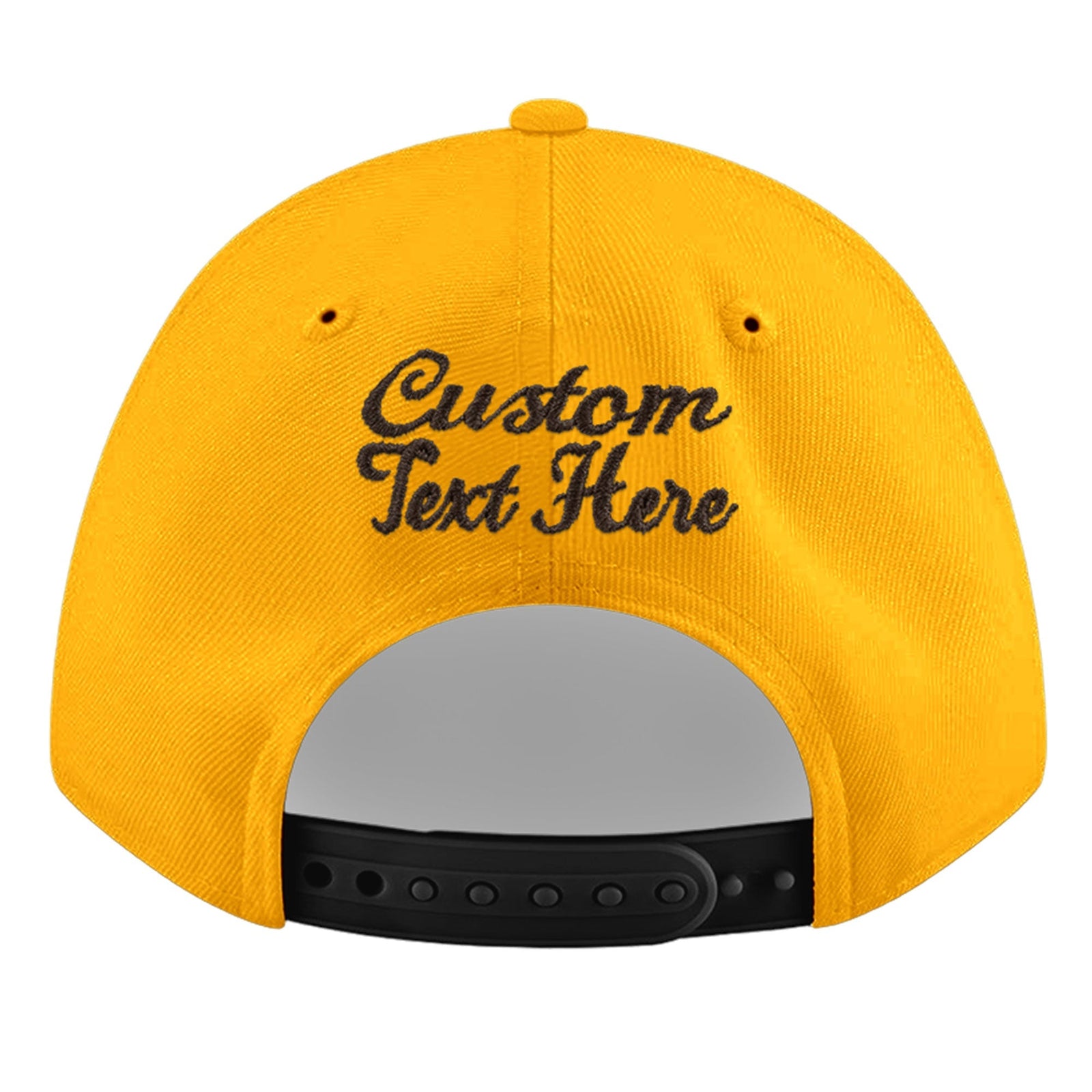 Custom Yellow 3D Puff Embroidery Flat Embroidery Casual Sport Baseball Cap