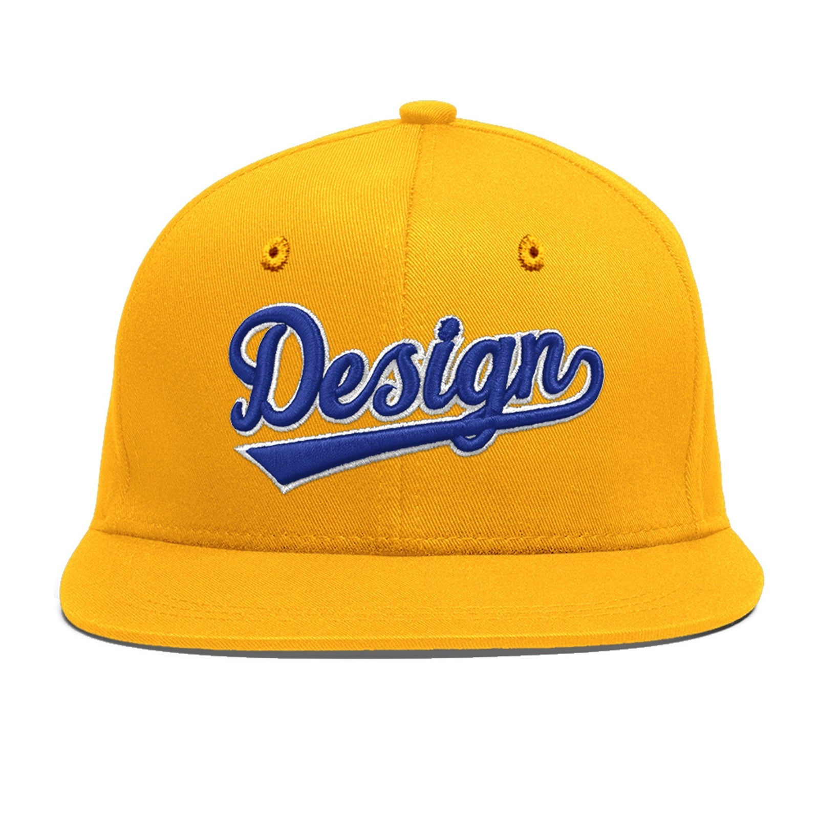 Custom Yellow 3D Puff Embroidery Flat Embroidery Casual Sport Baseball Cap