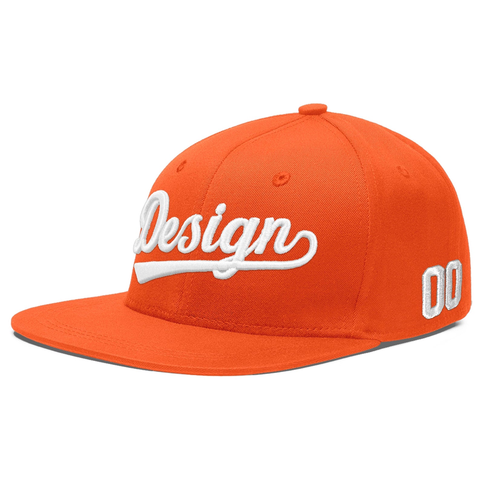 Custom Orange 3D Puff Embroidery Flat Embroidery Casual Sport Baseball Cap