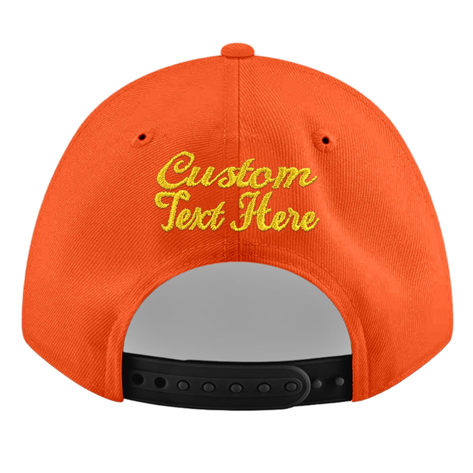 Custom Orange 3D Puff Embroidery Flat Embroidery Casual Sport Baseball Cap