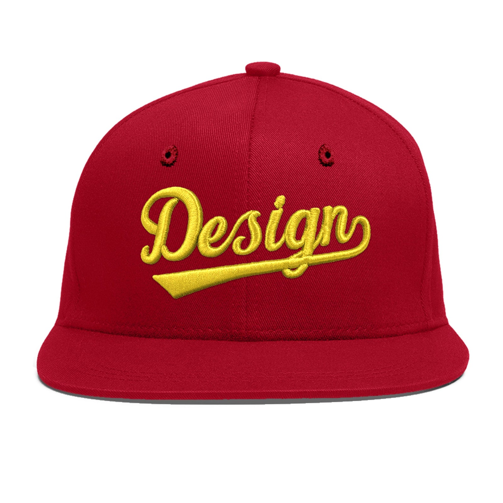 Custom Red 3D Puff Embroidery Flat Embroidery Casual Sport Baseball Cap