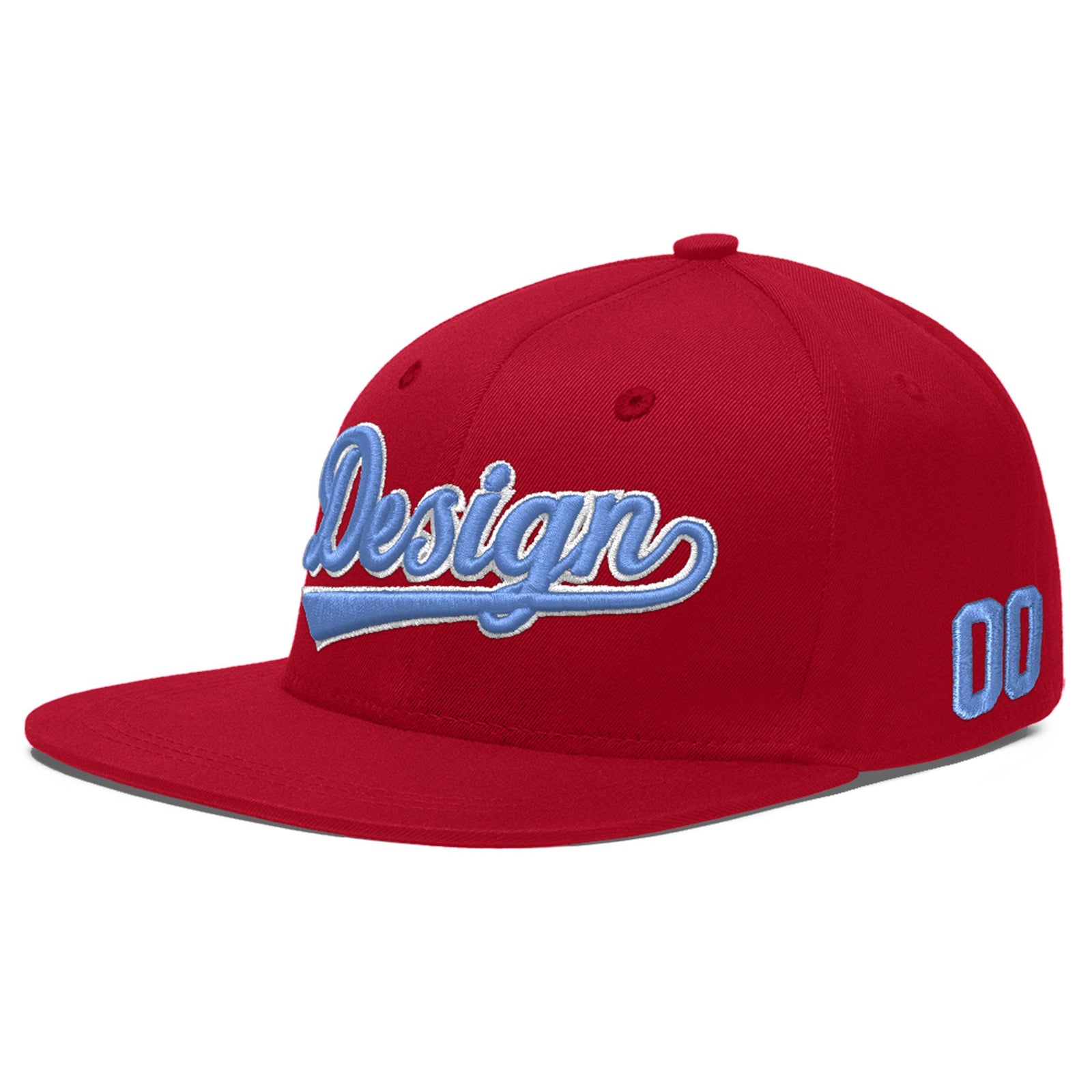 Custom Red 3D Puff Embroidery Flat Embroidery Casual Sport Baseball Cap