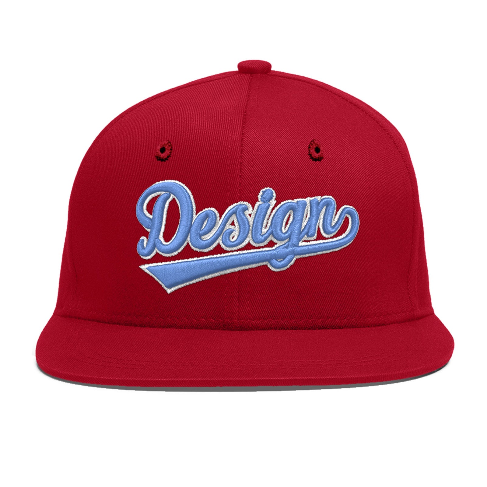Custom Red 3D Puff Embroidery Flat Embroidery Casual Sport Baseball Cap