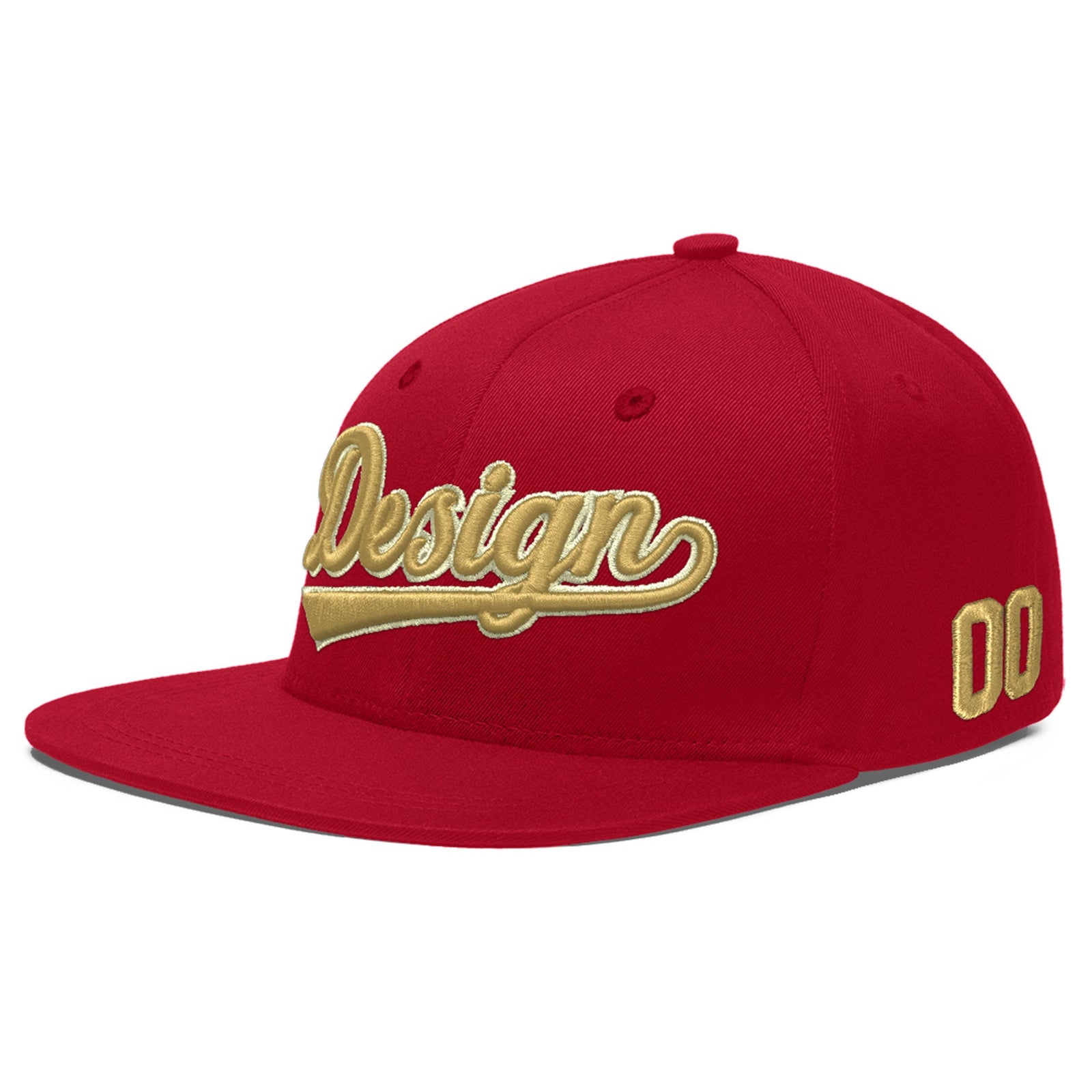 Custom Red 3D Puff Embroidery Flat Embroidery Casual Sport Baseball Cap