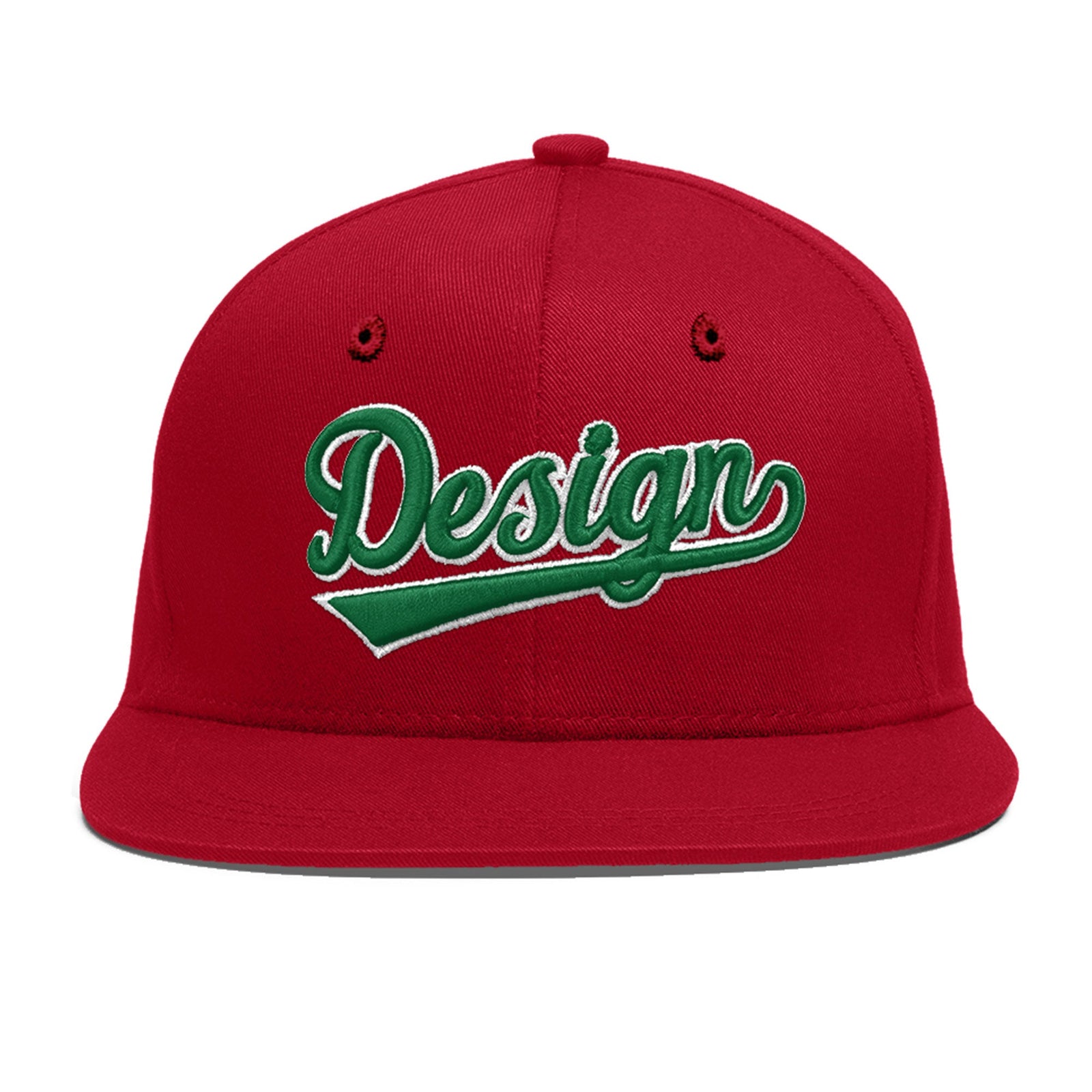 Custom Red 3D Puff Embroidery Flat Embroidery Casual Sport Baseball Cap