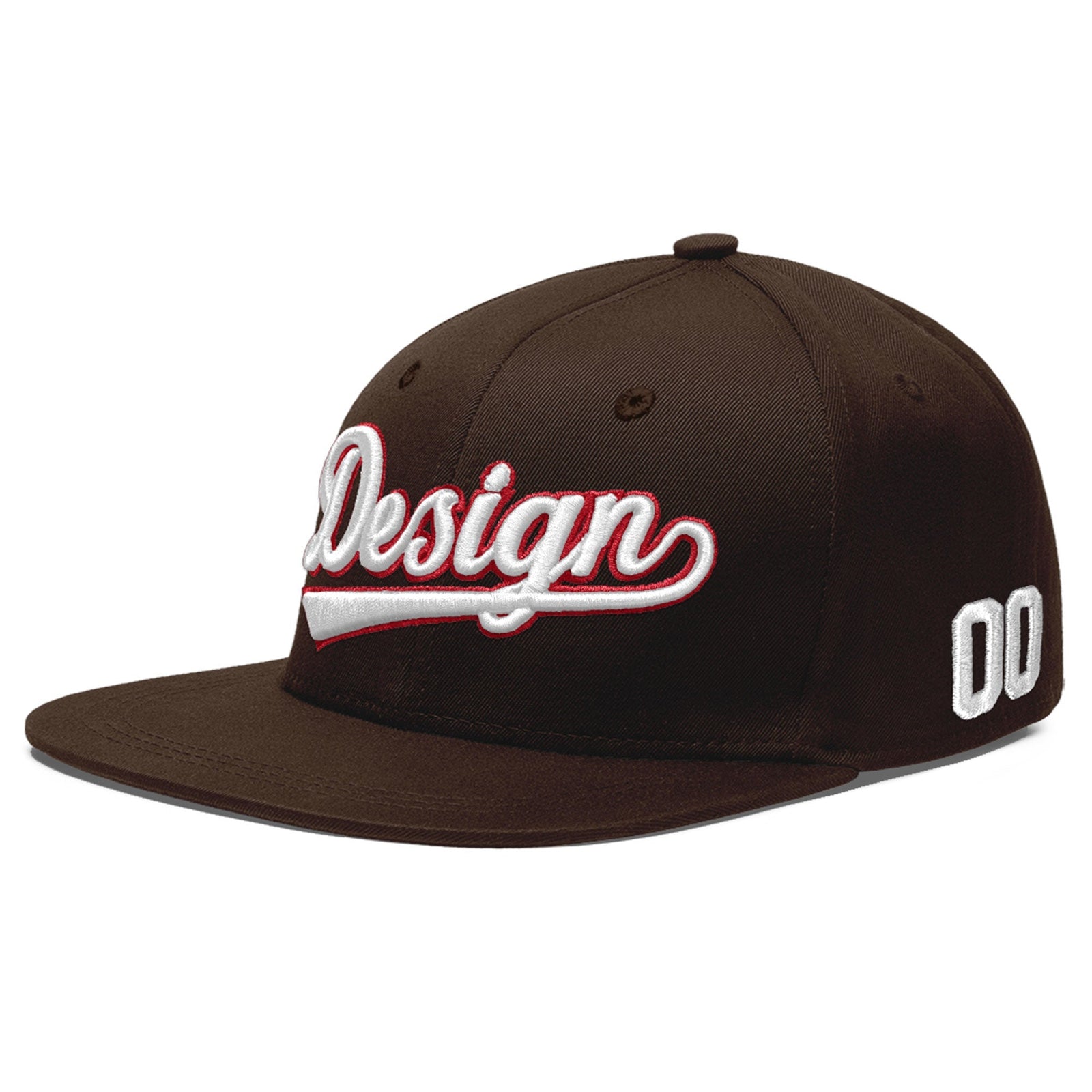 Custom Brown 3D Puff Embroidery Flat Embroidery Casual Sport Baseball Cap