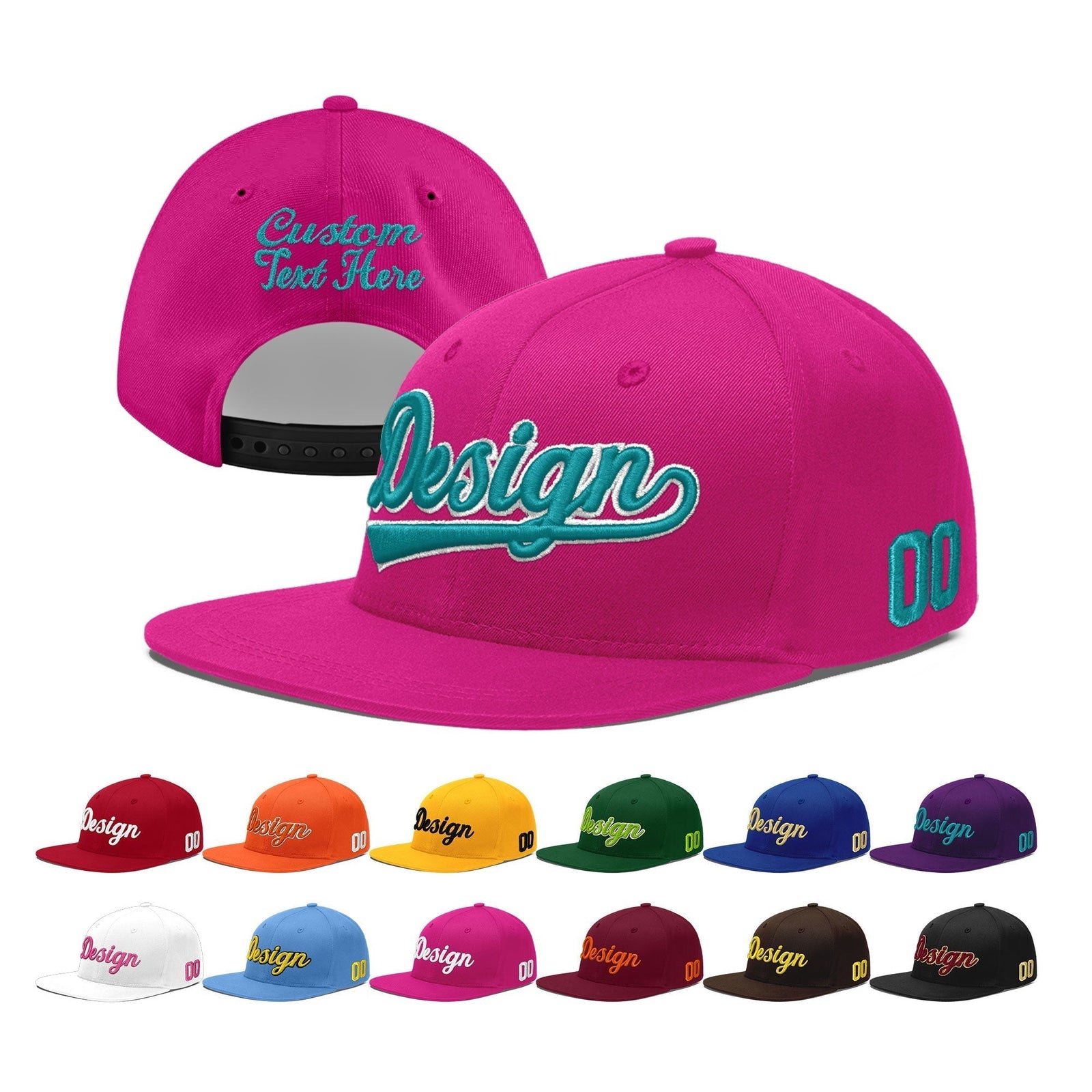 Custom Rose Red 3D Puff Embroidery Flat Embroidery Casual Sport Baseball Cap