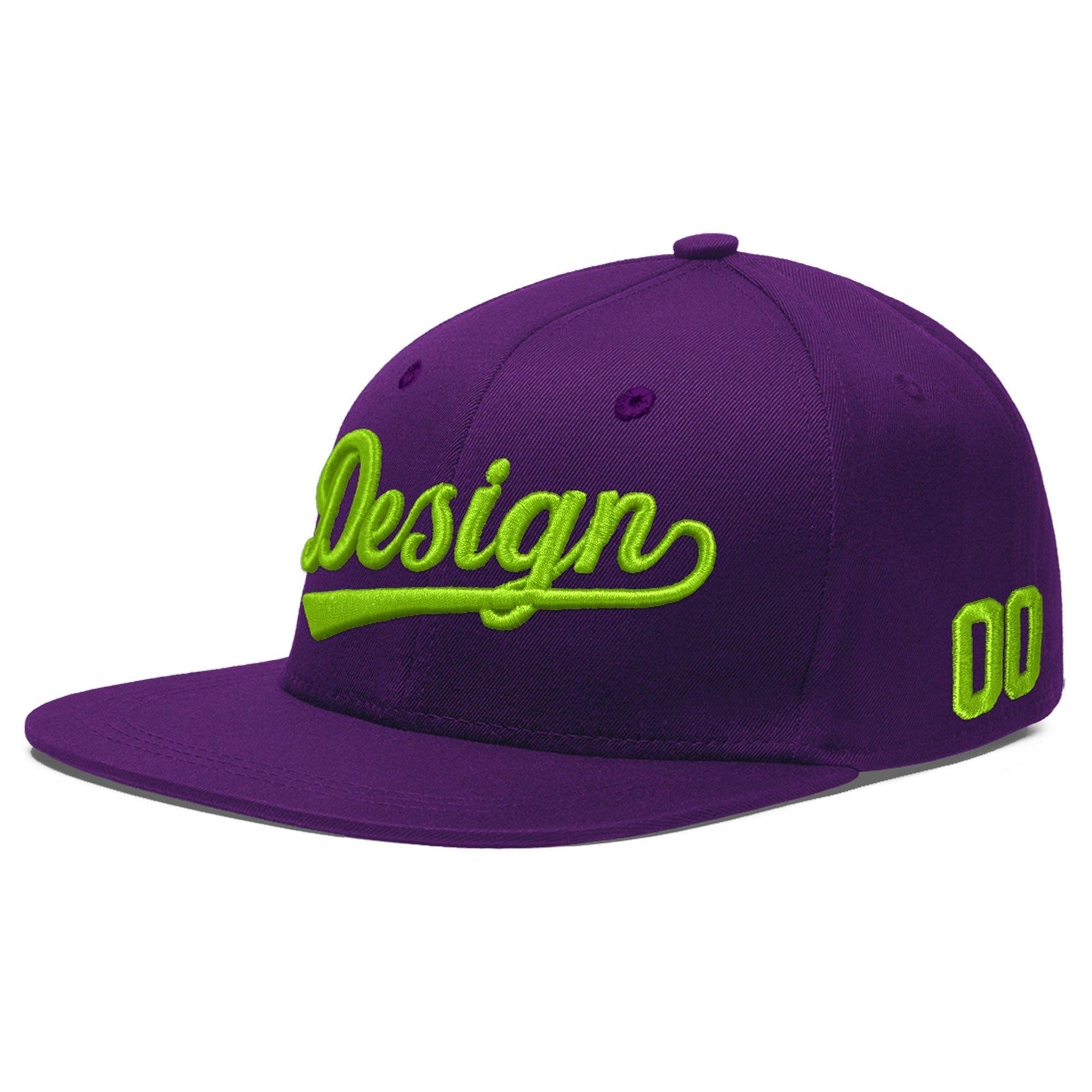 Custom Purple 3D Puff Embroidery Flat Embroidery Casual Sport Baseball Cap
