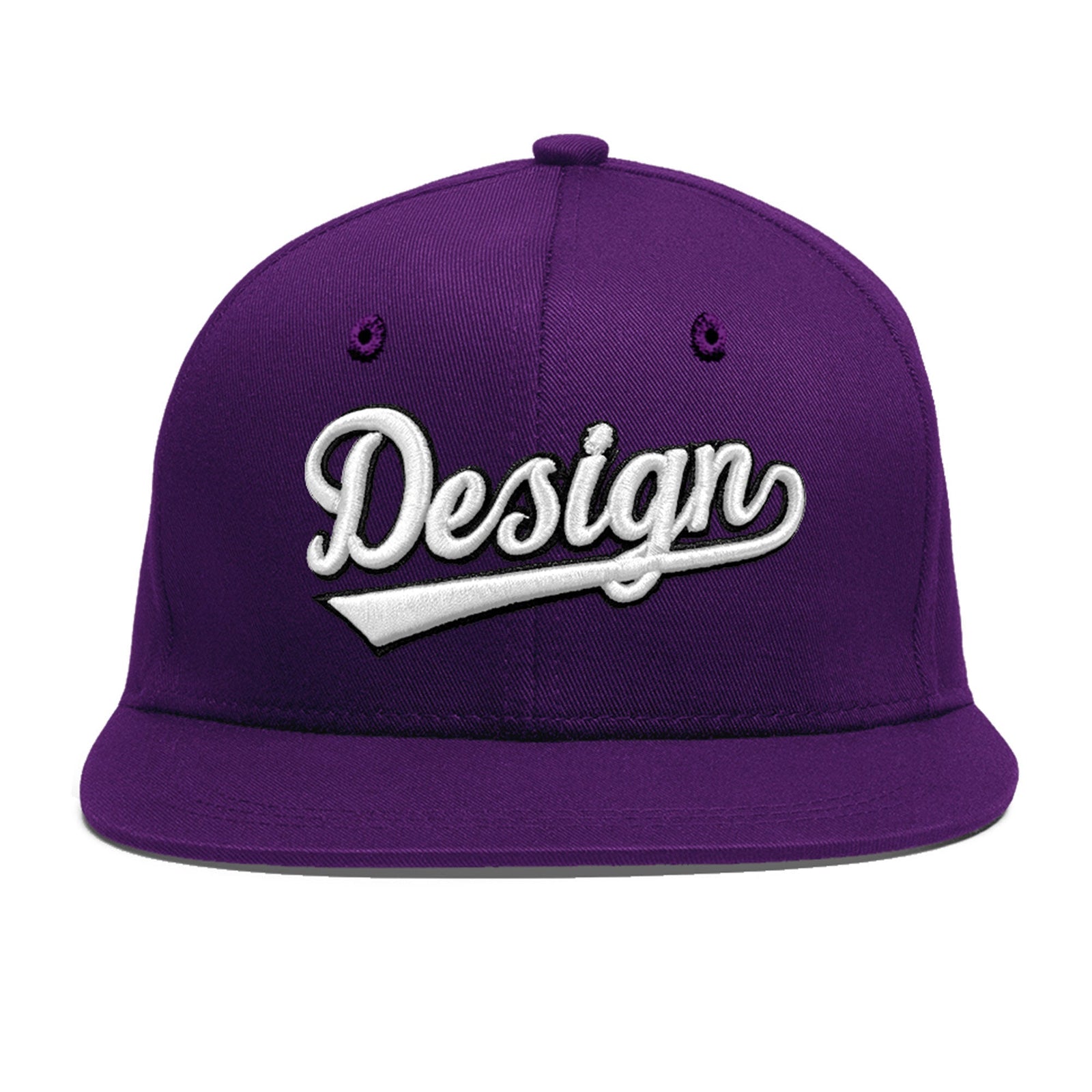 Custom Purple 3D Puff Embroidery Flat Embroidery Casual Sport Baseball Cap