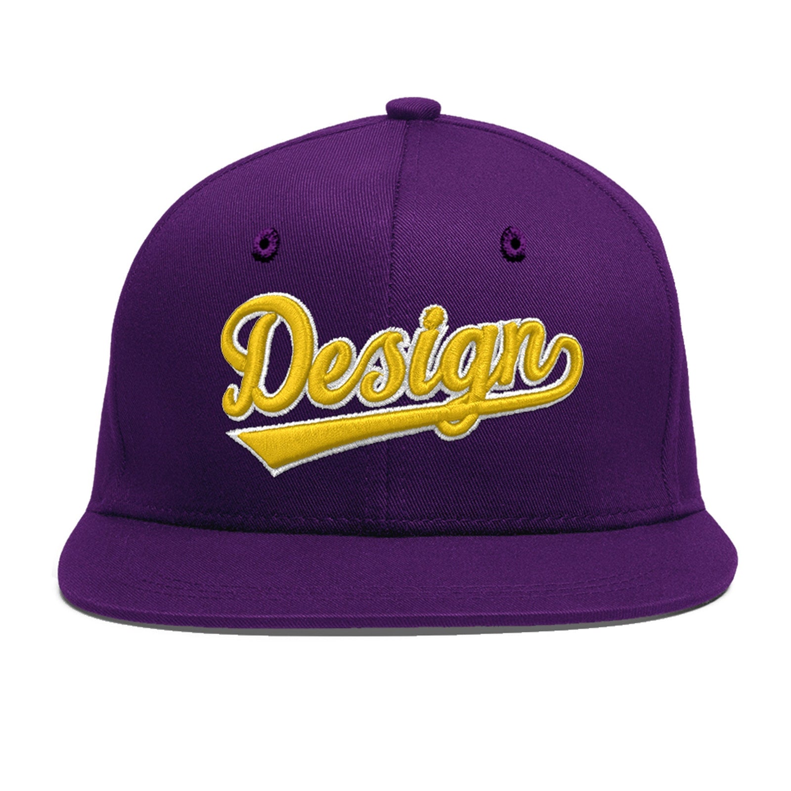 Custom Purple 3D Puff Embroidery Flat Embroidery Casual Sport Baseball Cap