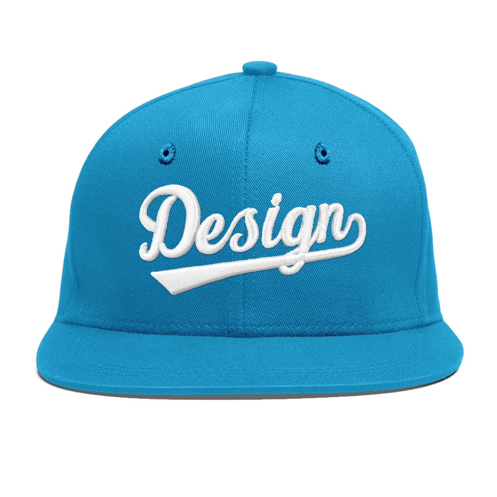 Custom Light Blue 3D Puff Embroidery Flat Embroidery Casual Sport Baseball Cap