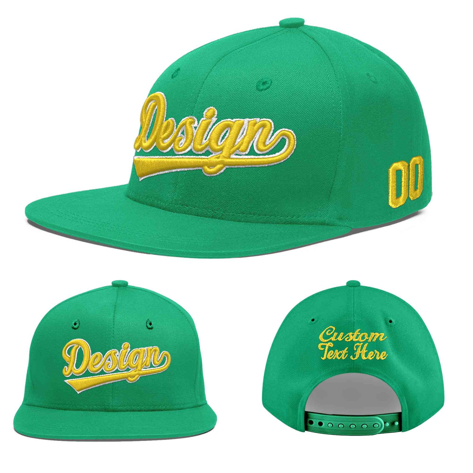 Custom Aqua 3D Puff Embroidery Flat Embroidery Casual Sport Baseball Cap