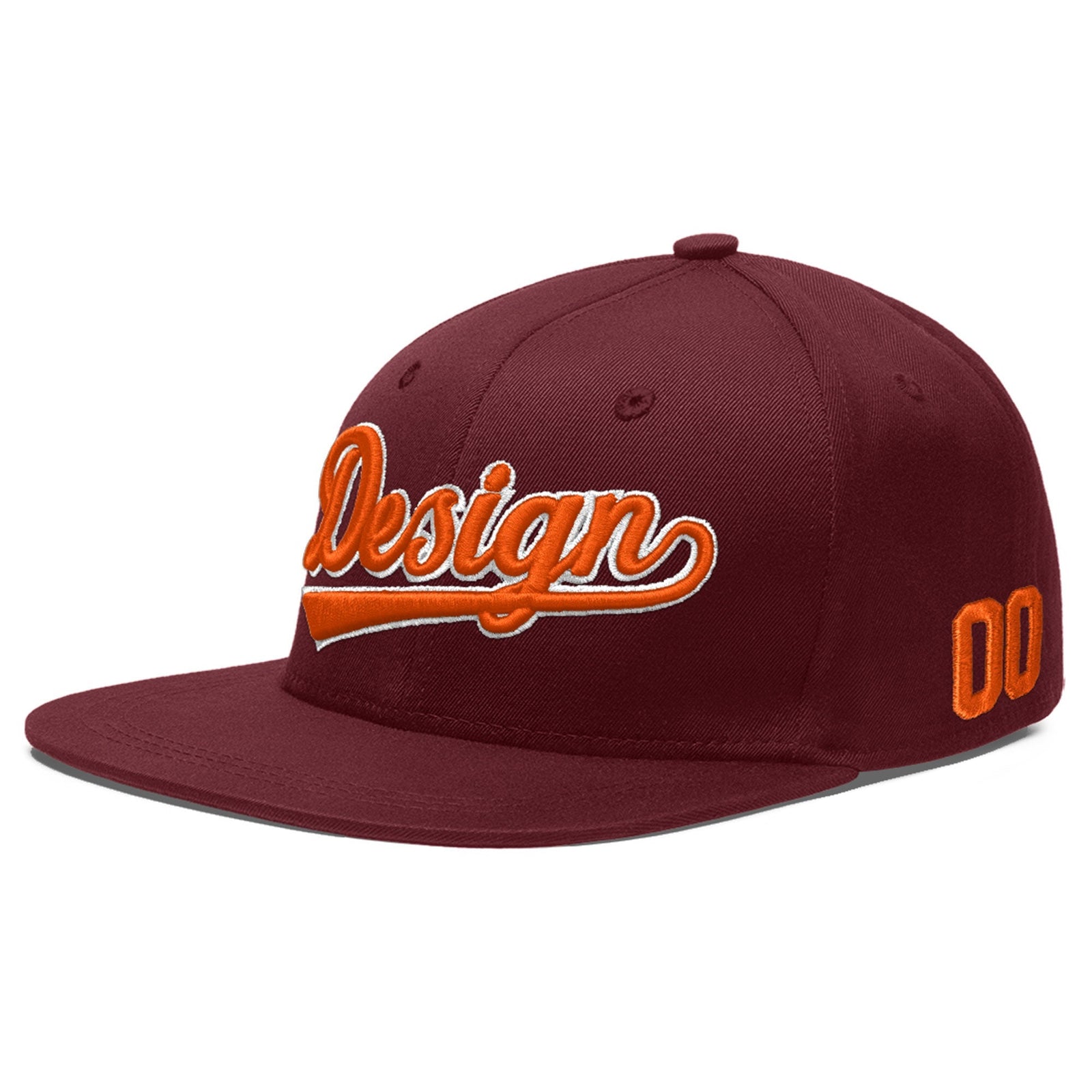 Custom Maroon 3D Puff Embroidery Flat Embroidery Casual Sport Baseball Cap