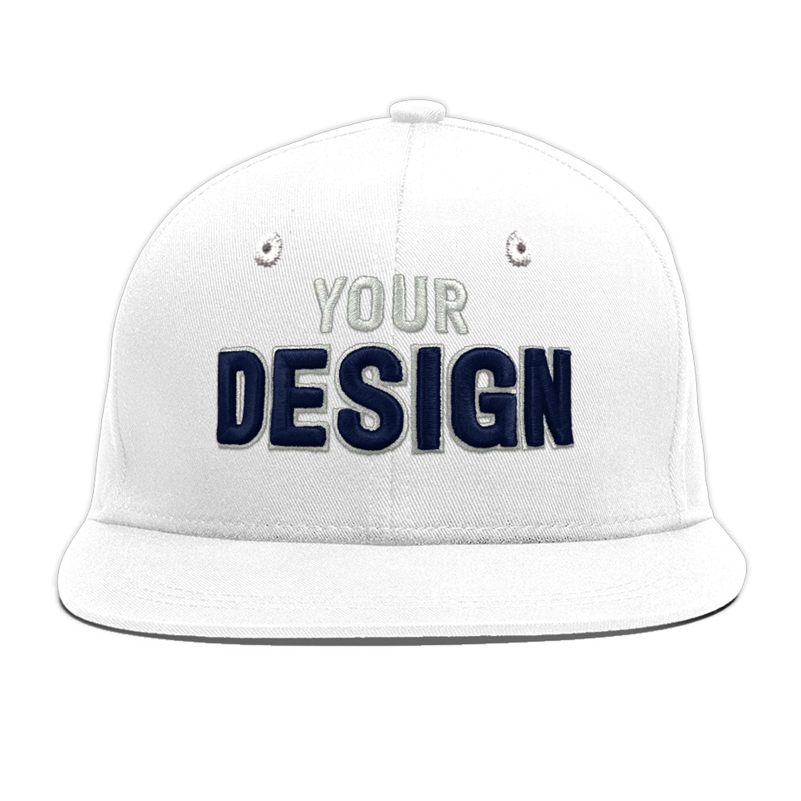 Custom White 3D Puff Embroidery Flat Embroidery Casual Sport Baseball Cap