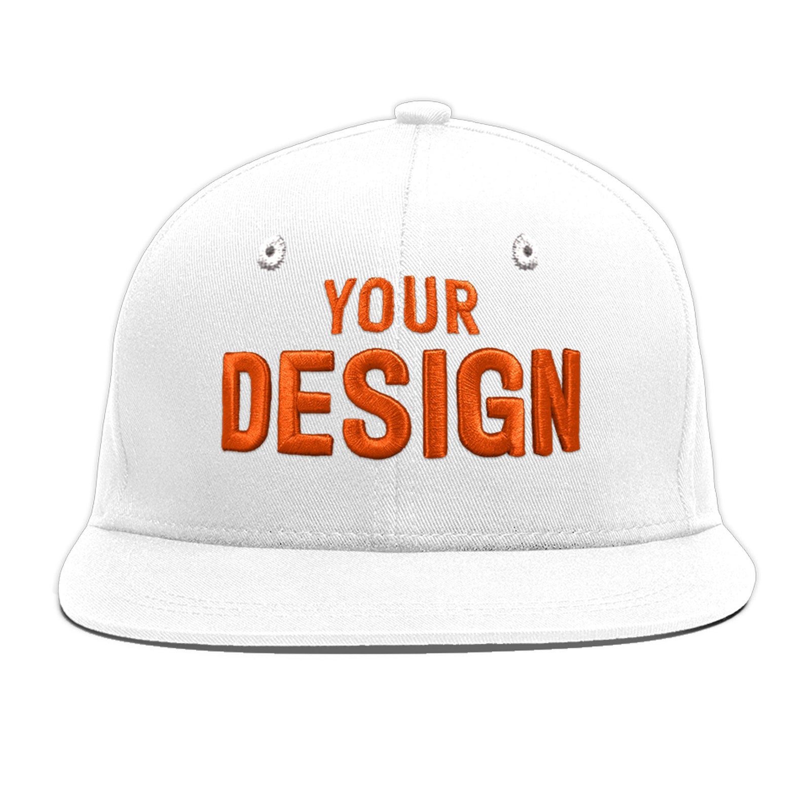 Custom White 3D Puff Embroidery Flat Embroidery Casual Sport Baseball Cap