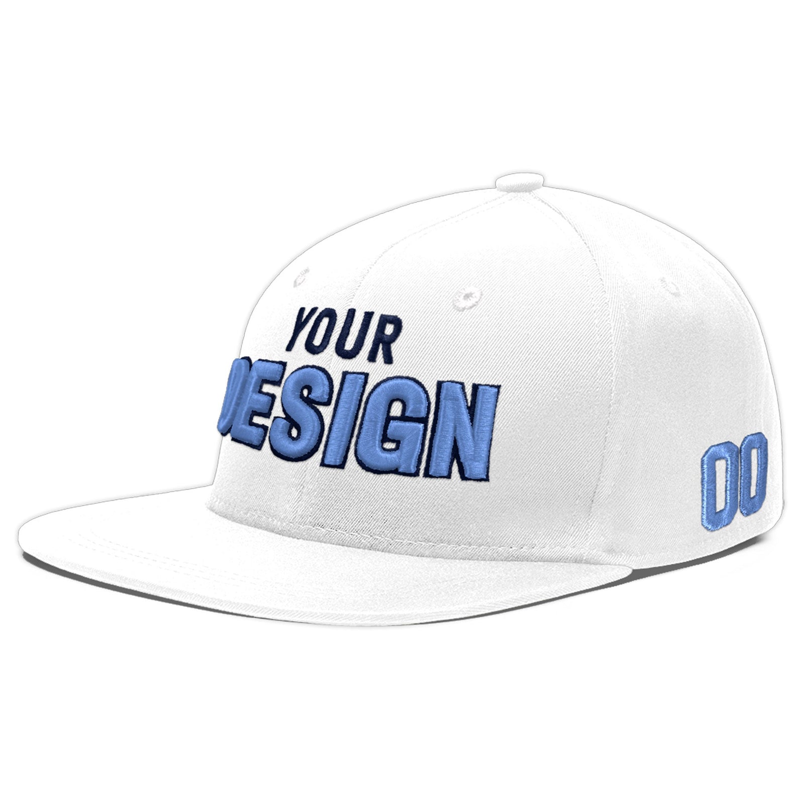 Custom White 3D Puff Embroidery Flat Embroidery Casual Sport Baseball Cap