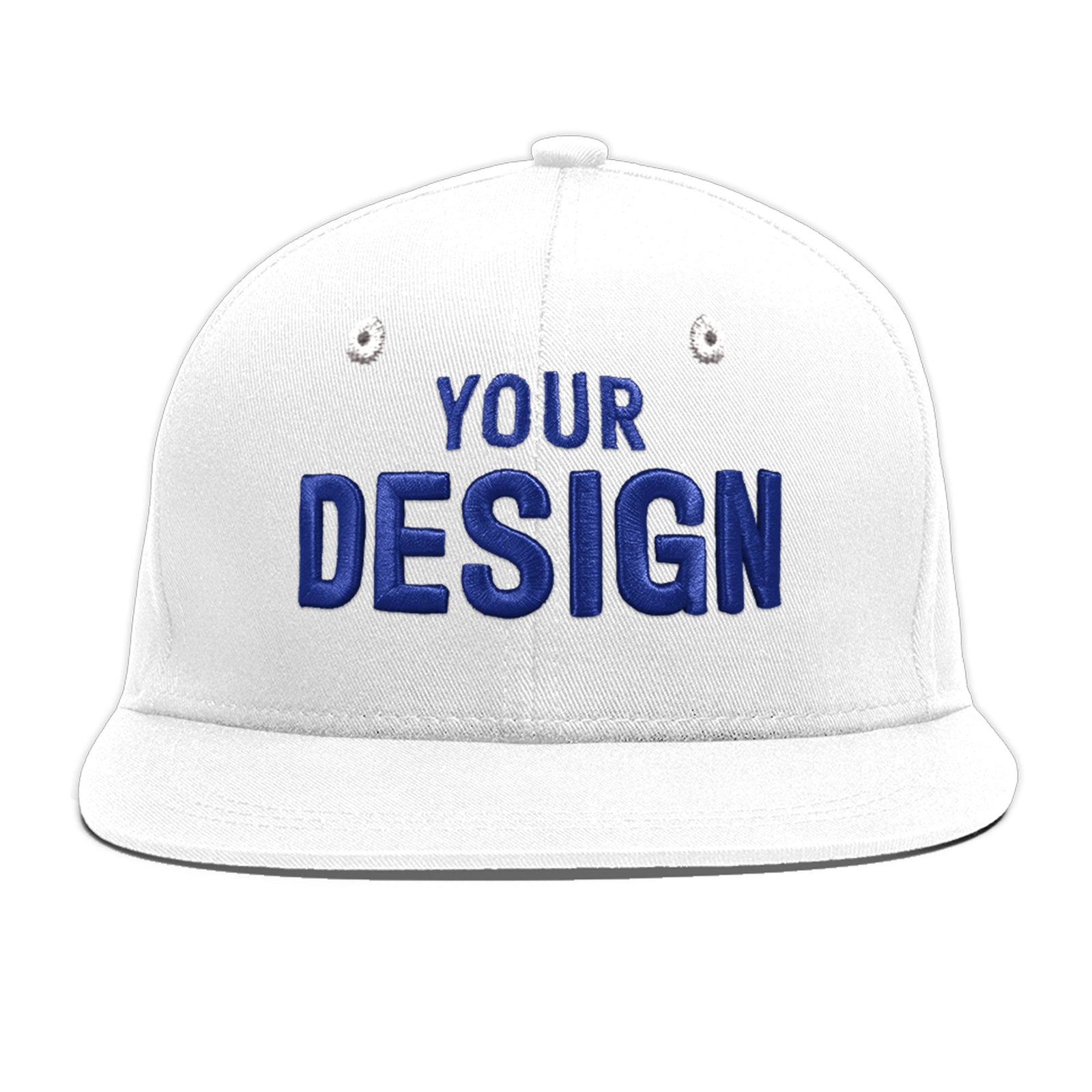 Custom White 3D Puff Embroidery Flat Embroidery Casual Sport Baseball Cap