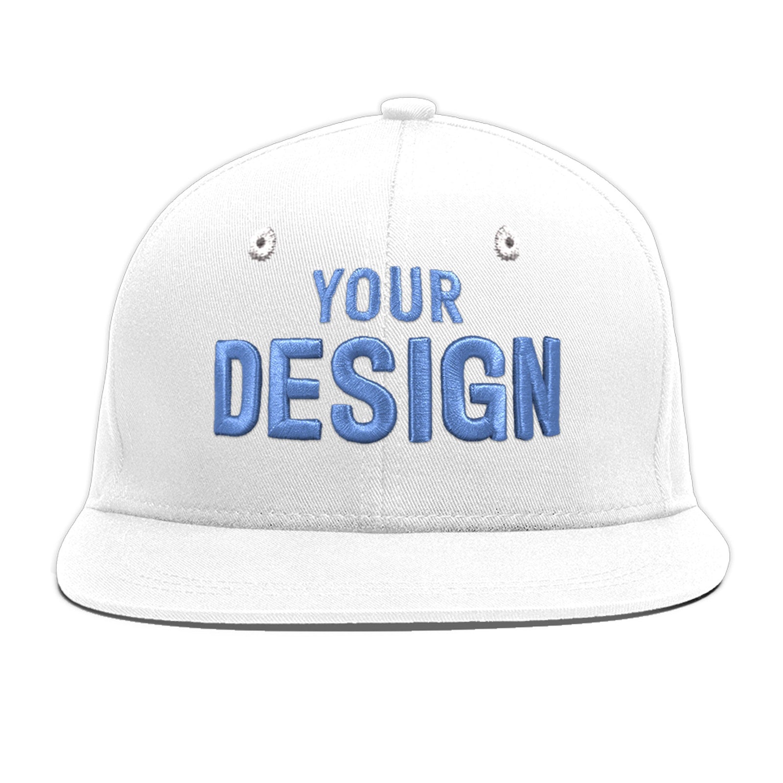 Custom White 3D Puff Embroidery Flat Embroidery Casual Sport Baseball Cap