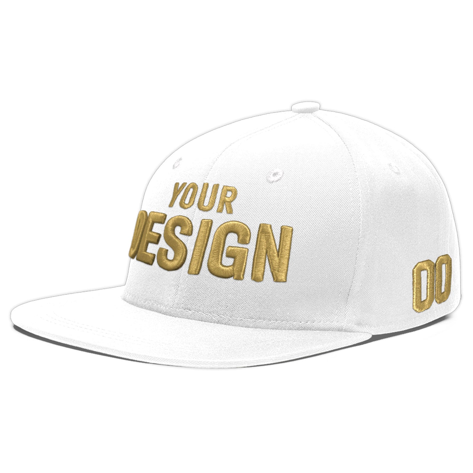 Custom White 3D Puff Embroidery Flat Embroidery Casual Sport Baseball Cap
