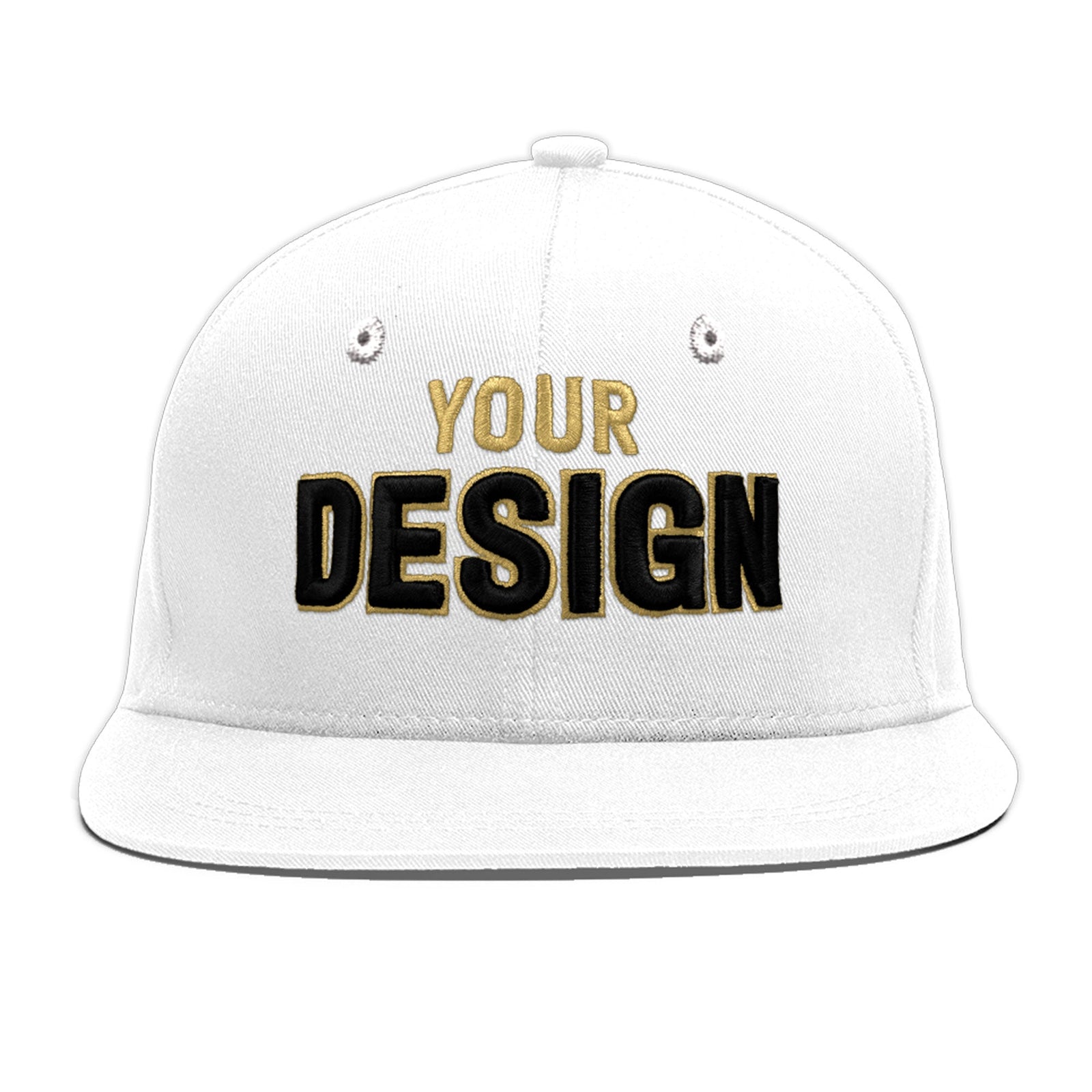 Custom White 3D Puff Embroidery Flat Embroidery Casual Sport Baseball Cap