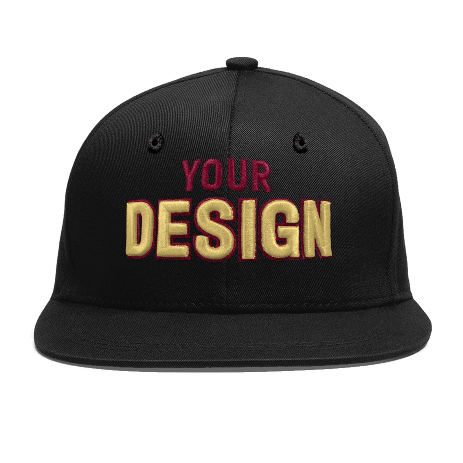 Custom Black 3D Puff Embroidery Flat Embroidery Casual Sport Baseball Cap