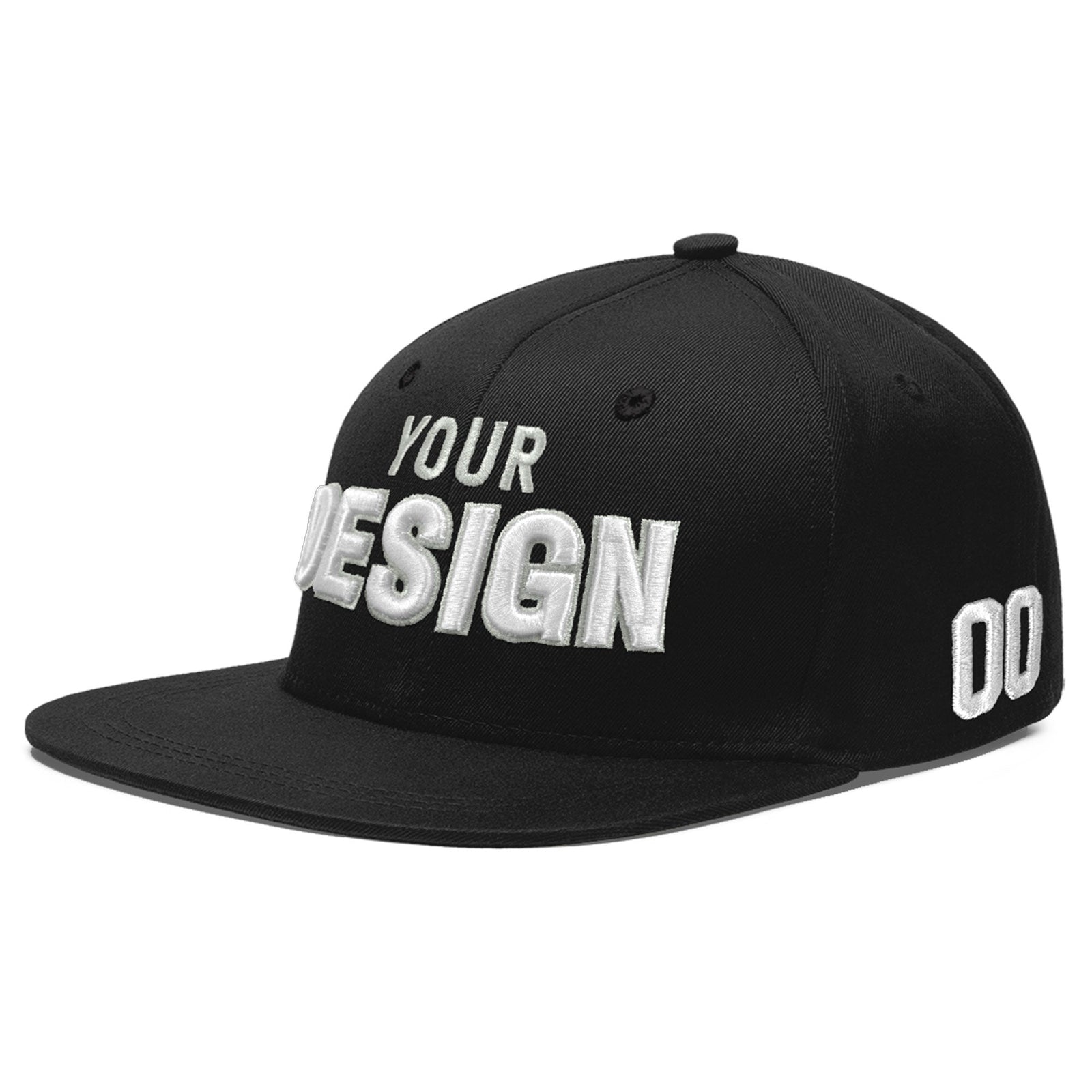 Custom Black 3D Puff Embroidery Flat Embroidery Casual Sport Baseball Cap