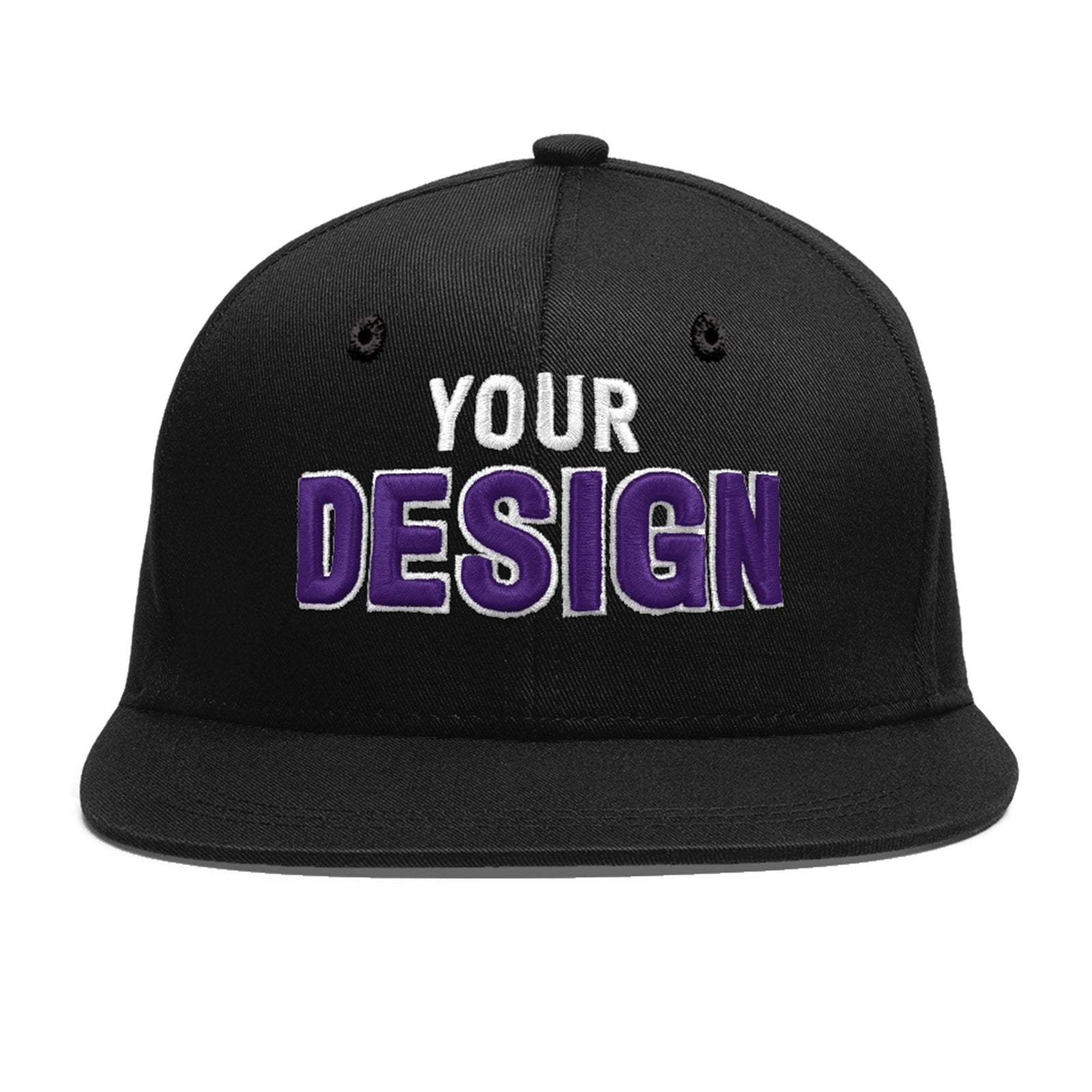 Custom Black 3D Puff Embroidery Flat Embroidery Casual Sport Baseball Cap