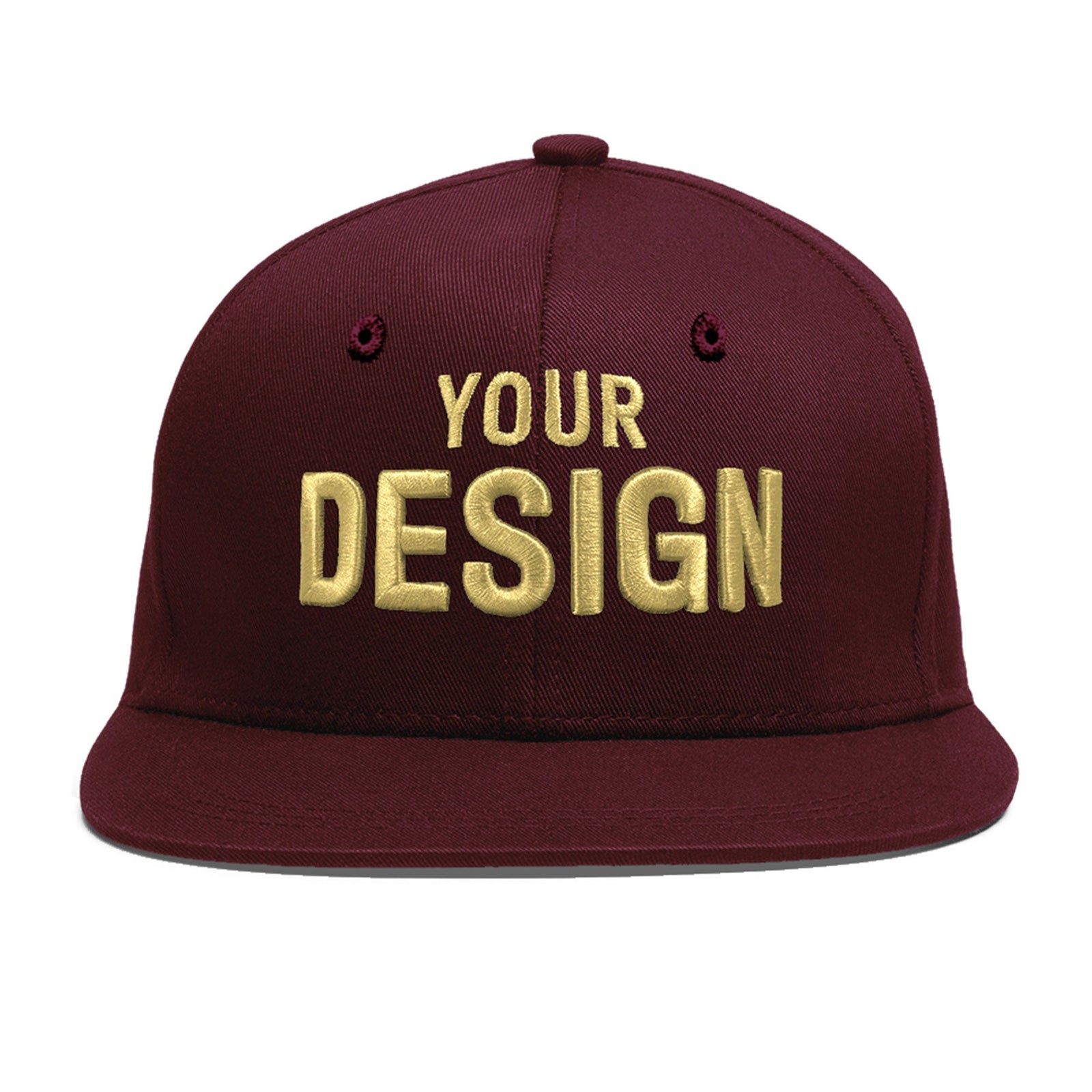 Custom Burgundy 3D Puff Embroidery Flat Embroidery Casual Sport Baseball Cap