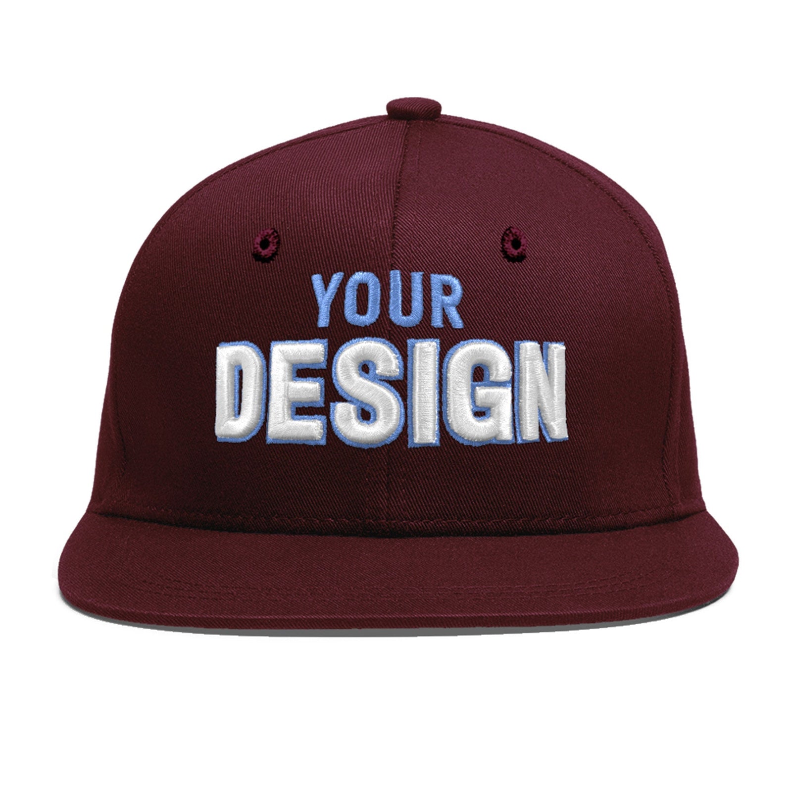 Custom Burgundy 3D Puff Embroidery Flat Embroidery Casual Sport Baseball Cap