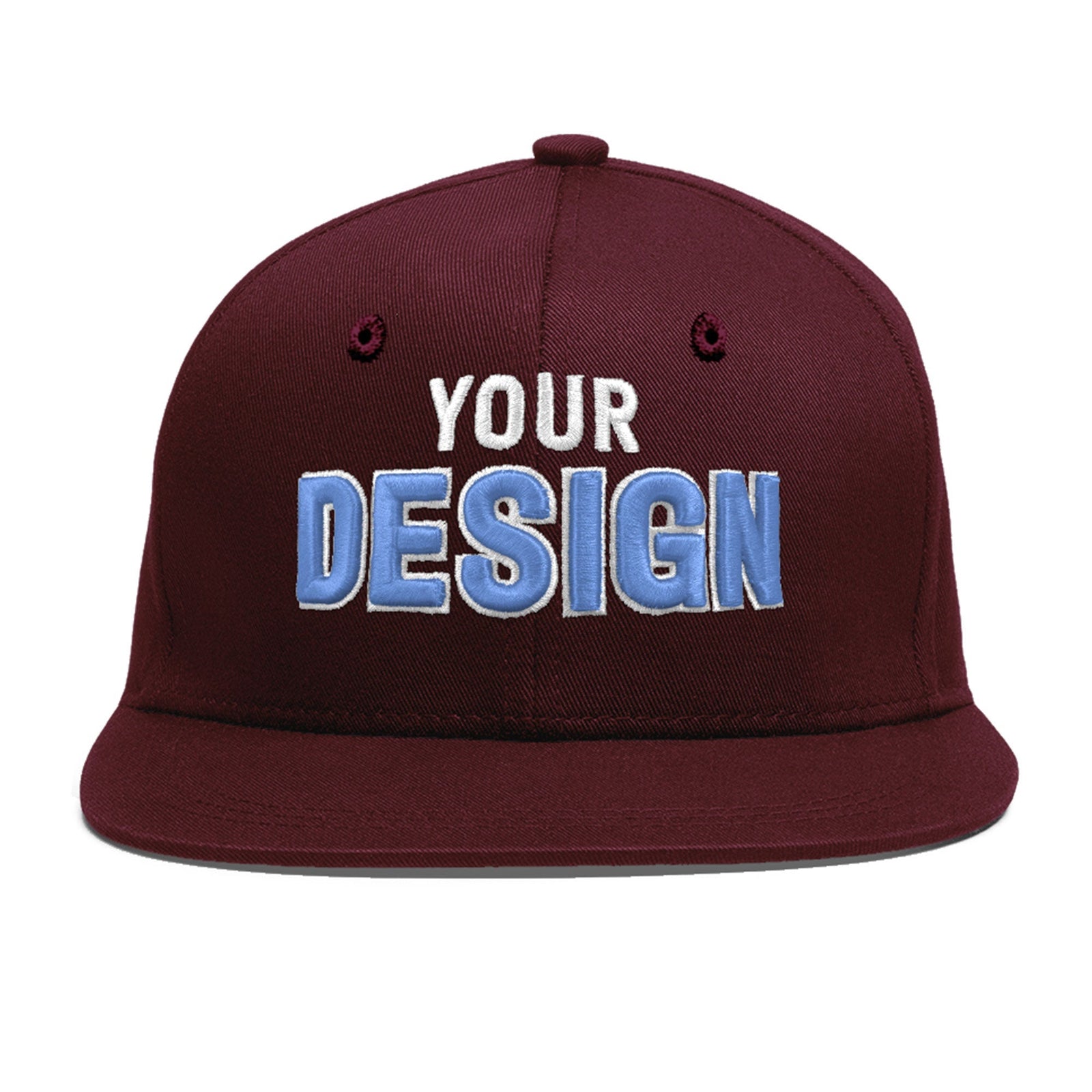 Custom Burgundy 3D Puff Embroidery Flat Embroidery Casual Sport Baseball Cap