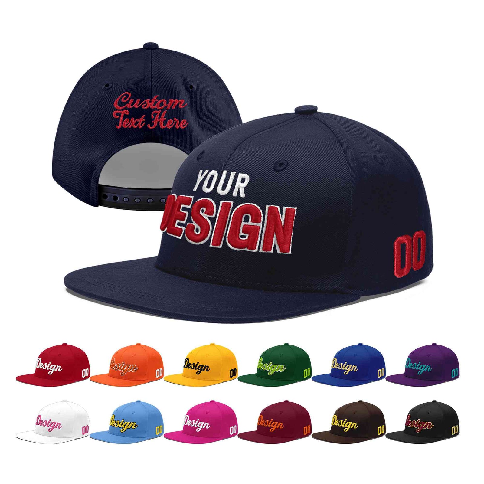 Custom Navy 3D Puff Embroidery Flat Embroidery Casual Sport Baseball Cap